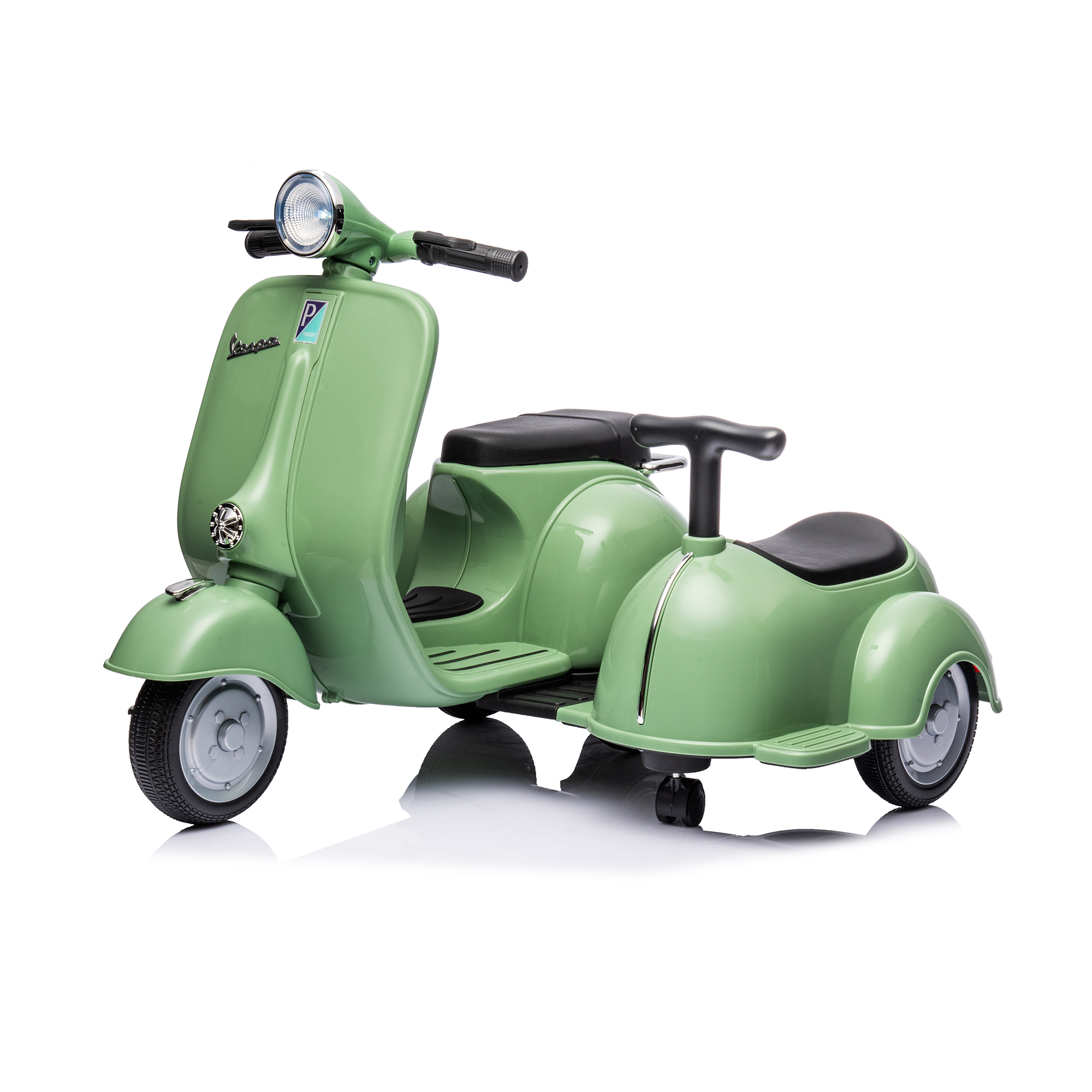 CIPACHO 6 V Licensed Vespa Scooter Ride On Motorcycle with Side Car for Kids, 3-Wheel Electric Kids Car, Green