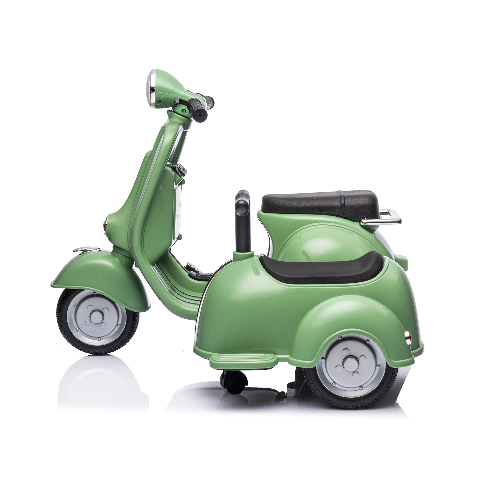 CIPACHO 6 V Licensed Vespa Scooter Ride On Motorcycle with Side Car for Kids, 3-Wheel Electric Kids Car, Green