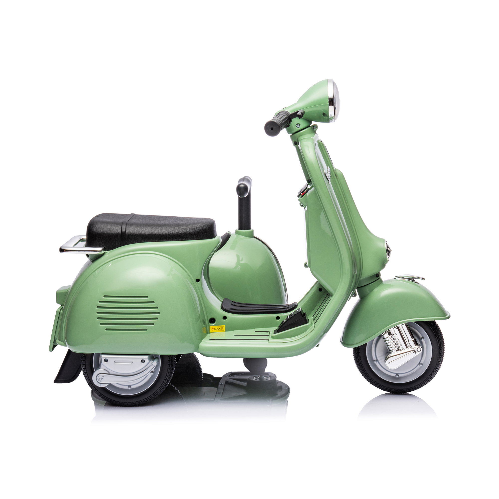 CIPACHO 6 V Licensed Vespa Scooter Ride On Motorcycle with Side Car for Kids, 3-Wheel Electric Kids Car, Green