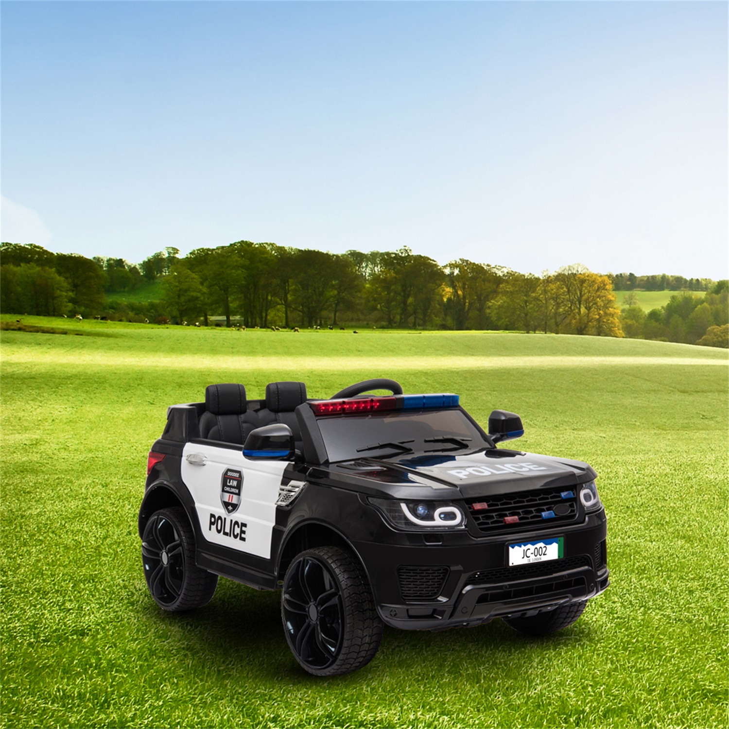 CIPACHO 12V Powered Ride Ons Electric Police Cars for Kids with LED Flashing Light, Music & Horn, Remote Control, Black