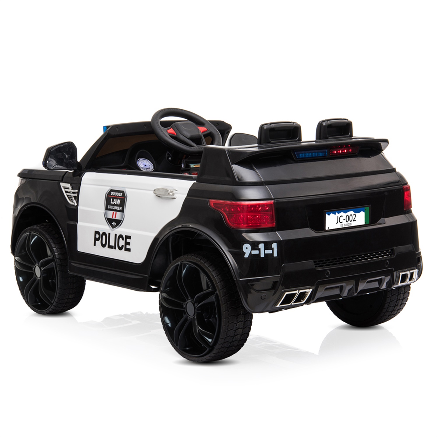 CIPACHO 12V Powered Ride Ons Electric Police Cars for Kids with LED Flashing Light, Music & Horn, Remote Control, Black