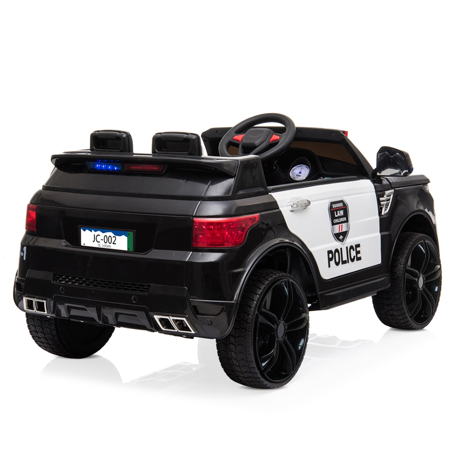 CIPACHO 12V Kids Police Ride On Car Electric Cars with LED Flashing Light, Music & Horn, Remote Control, Black