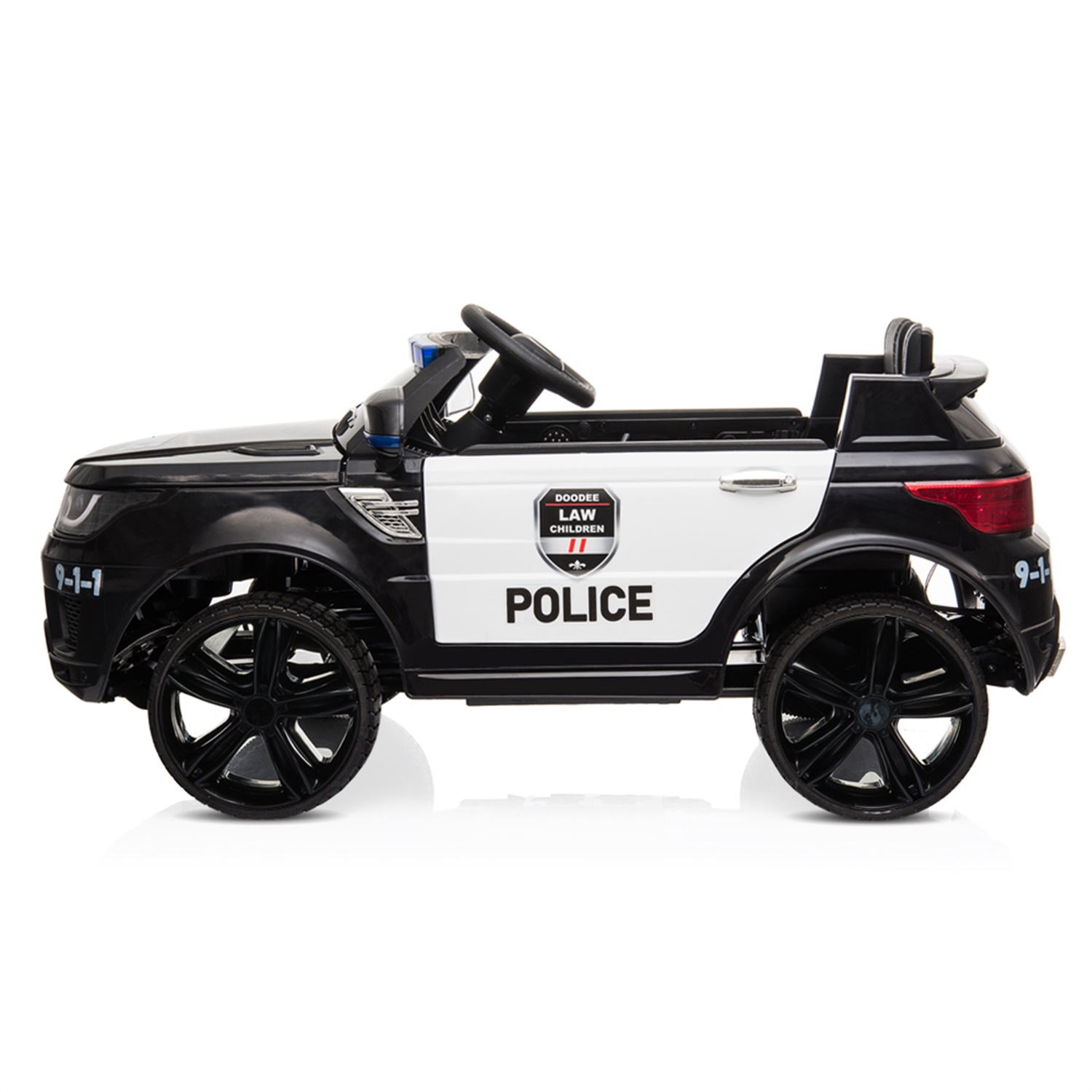 CIPACHO 12V Powered Ride Ons Electric Police Cars for Kids with LED Flashing Light, Music & Horn, Remote Control, Black