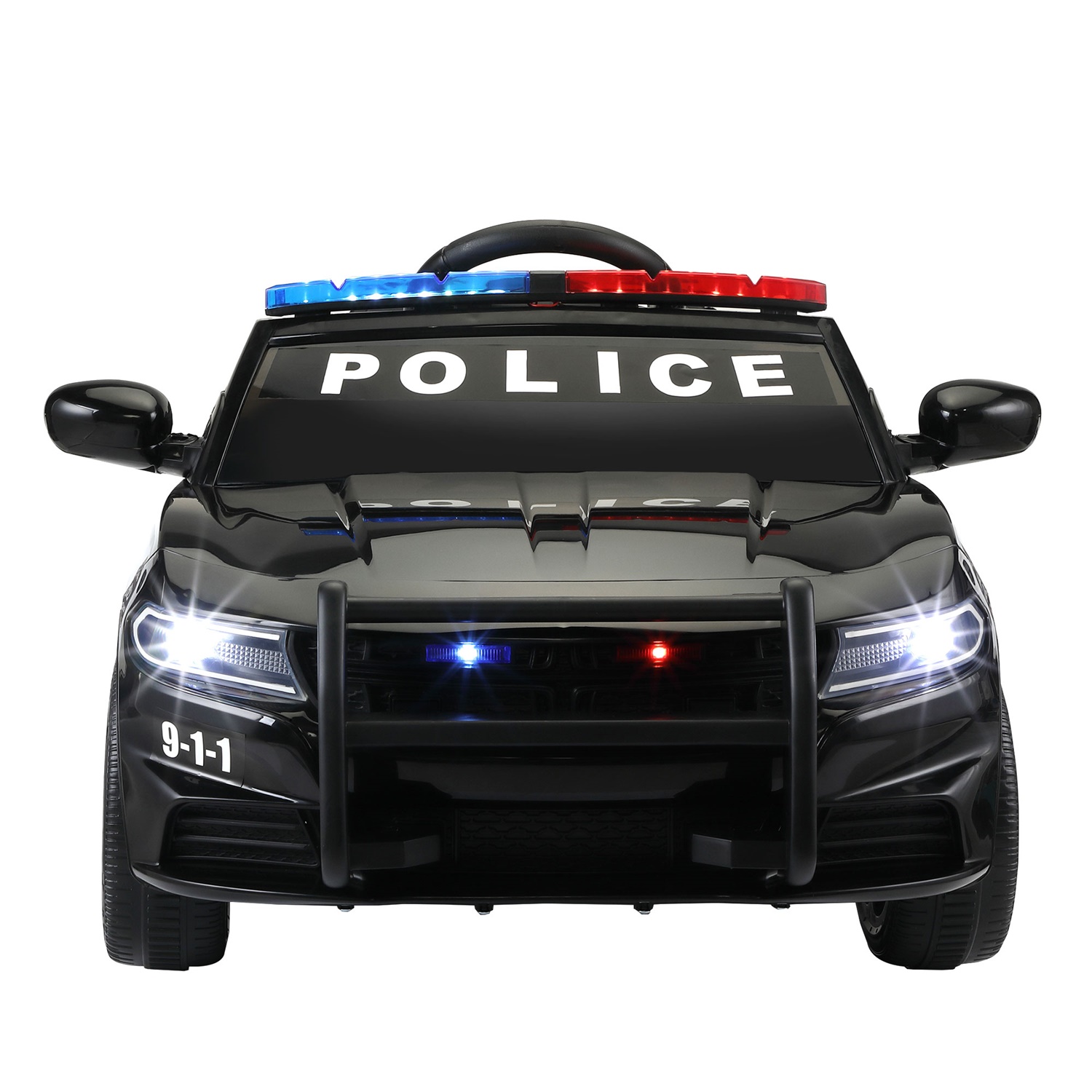 CIPACHO 6V Kids Ride On Police Car, RC Electric Vehicle Toy with MP3, Horn, Spring Suspension, Siren Flashing Light, Black