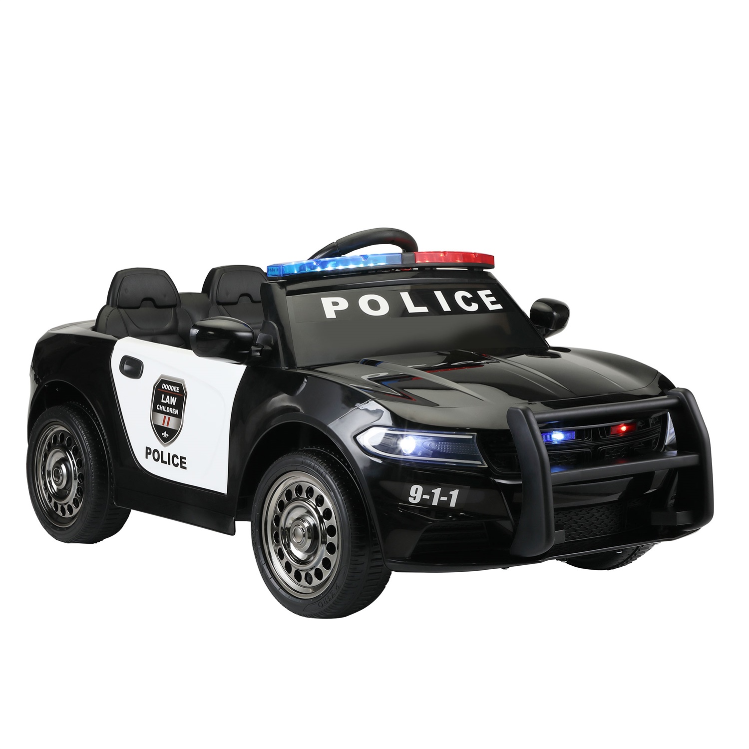 CIPACHO 6V Powered Ride Ons Police Car for Kids, RC Electric Vehicle Toy with Spring Suspension, Siren Flashing Light, MP3, Horn, Black