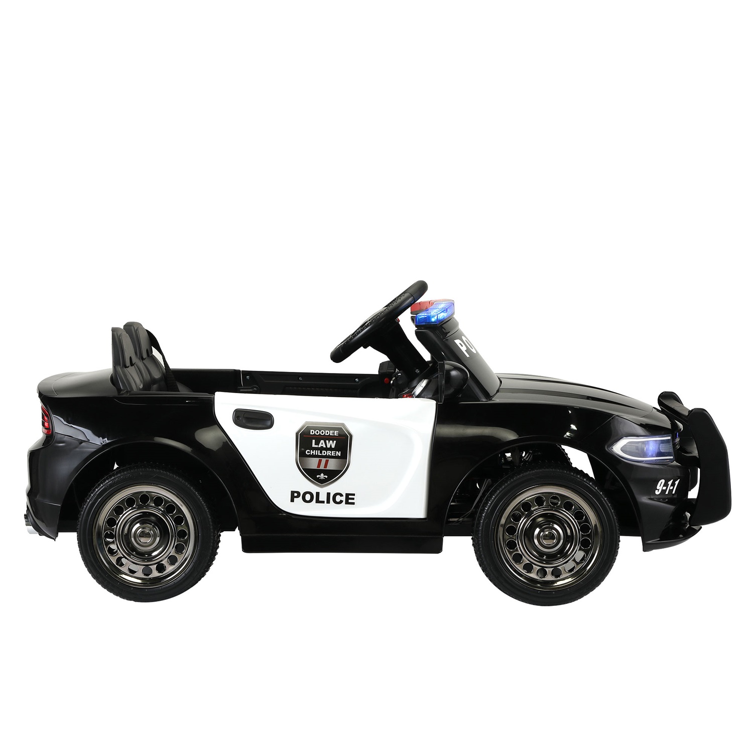 CIPACHO 6V Powered Ride Ons Police Car for Kids, RC Electric Vehicle Toy with Spring Suspension, Siren Flashing Light, MP3, Horn, Black