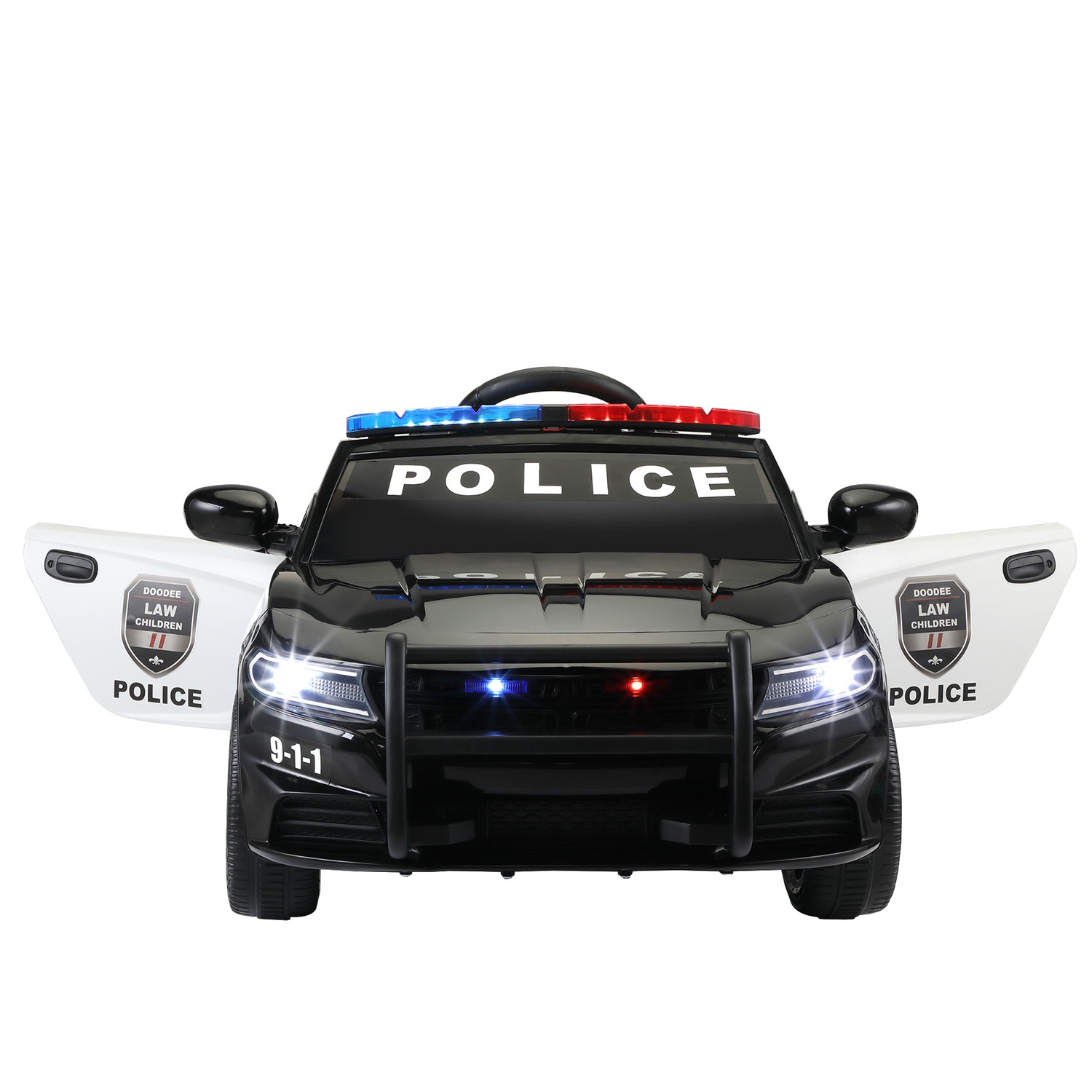 CIPACHO 6V Kids Ride On Police Car, RC Electric Vehicle Toy with MP3, Horn, Spring Suspension, Siren Flashing Light, Black