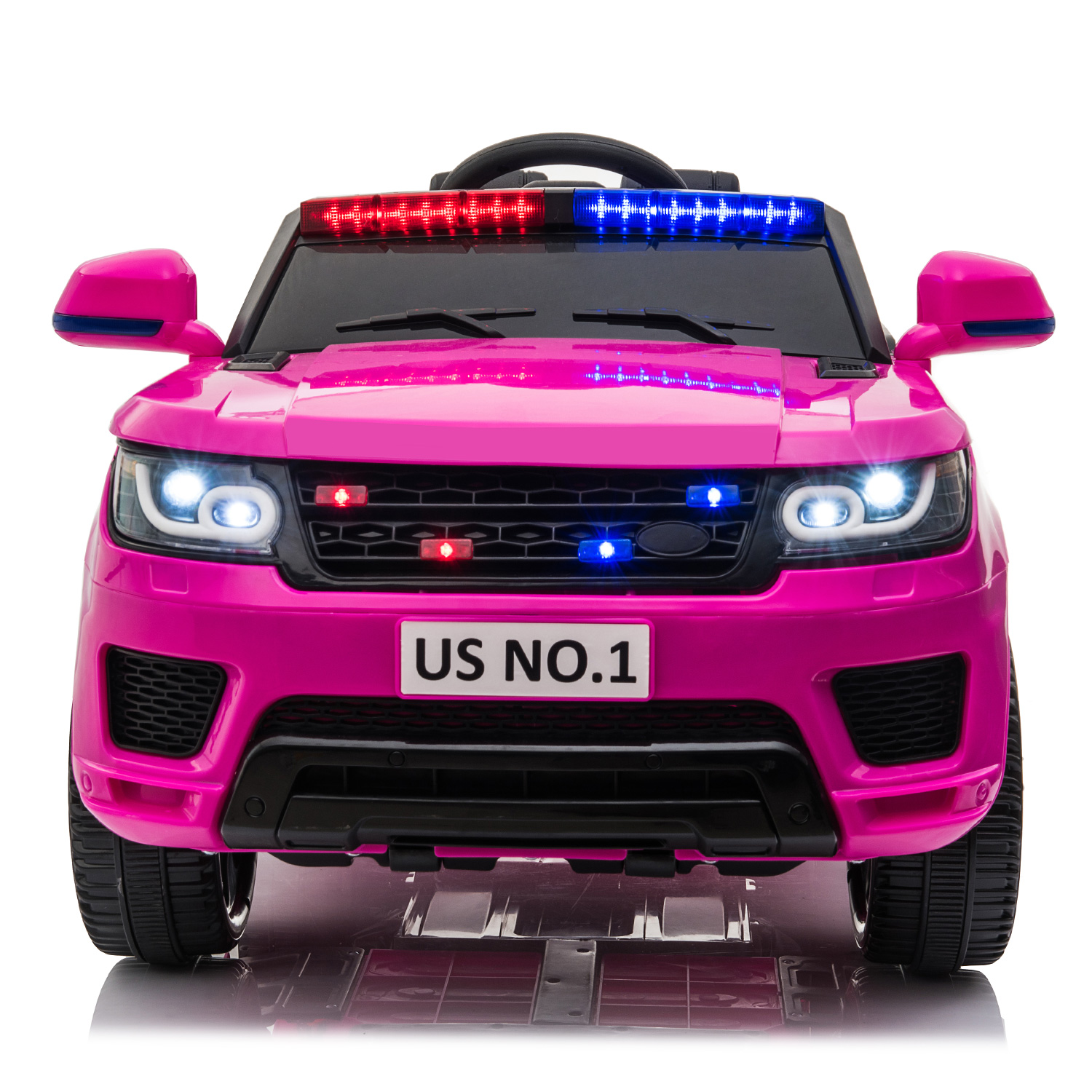 CIPACHO 12V Powered Ride On Police Car for Kid with Remote Control, Electric Truck with Siren, Spring Suspension, Flashing Lights, Music, Pink