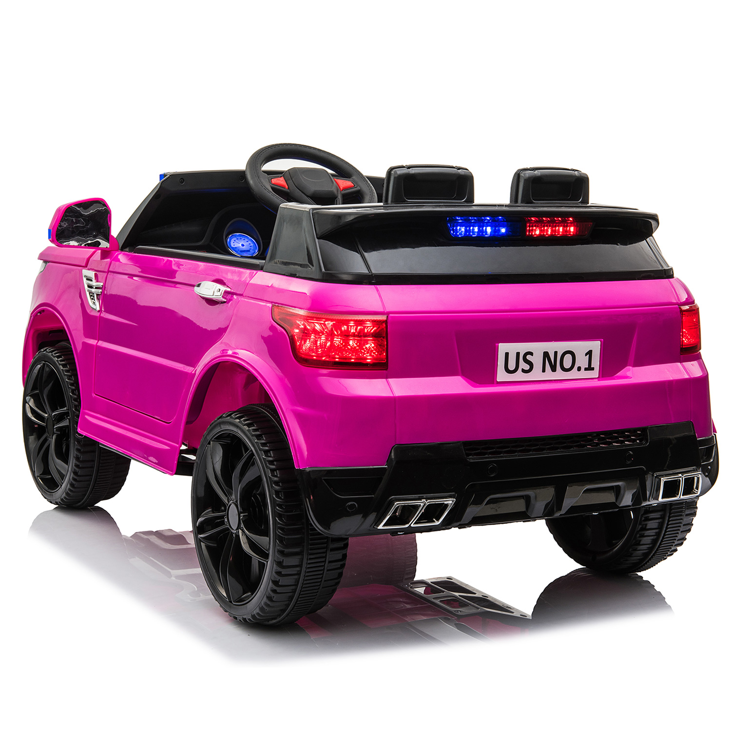 CIPACHO 12V Powered Ride On Police Car for Kid with Remote Control, Electric Truck with Siren, Spring Suspension, Flashing Lights, Music, Pink