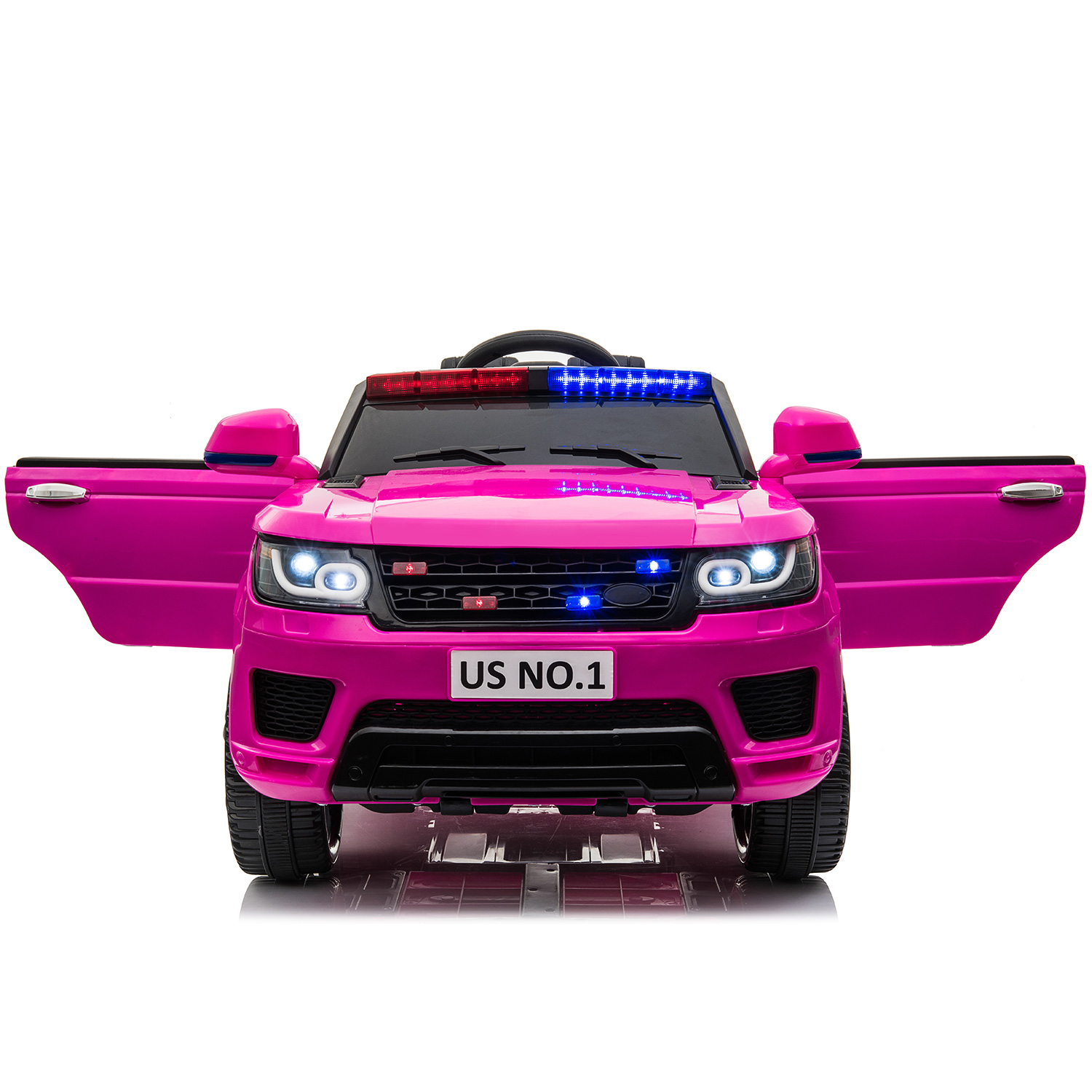 CIPACHO 12V Powered Ride On Police Car for Kid with Remote Control, Electric Truck with Siren, Spring Suspension, Flashing Lights, Music, Pink