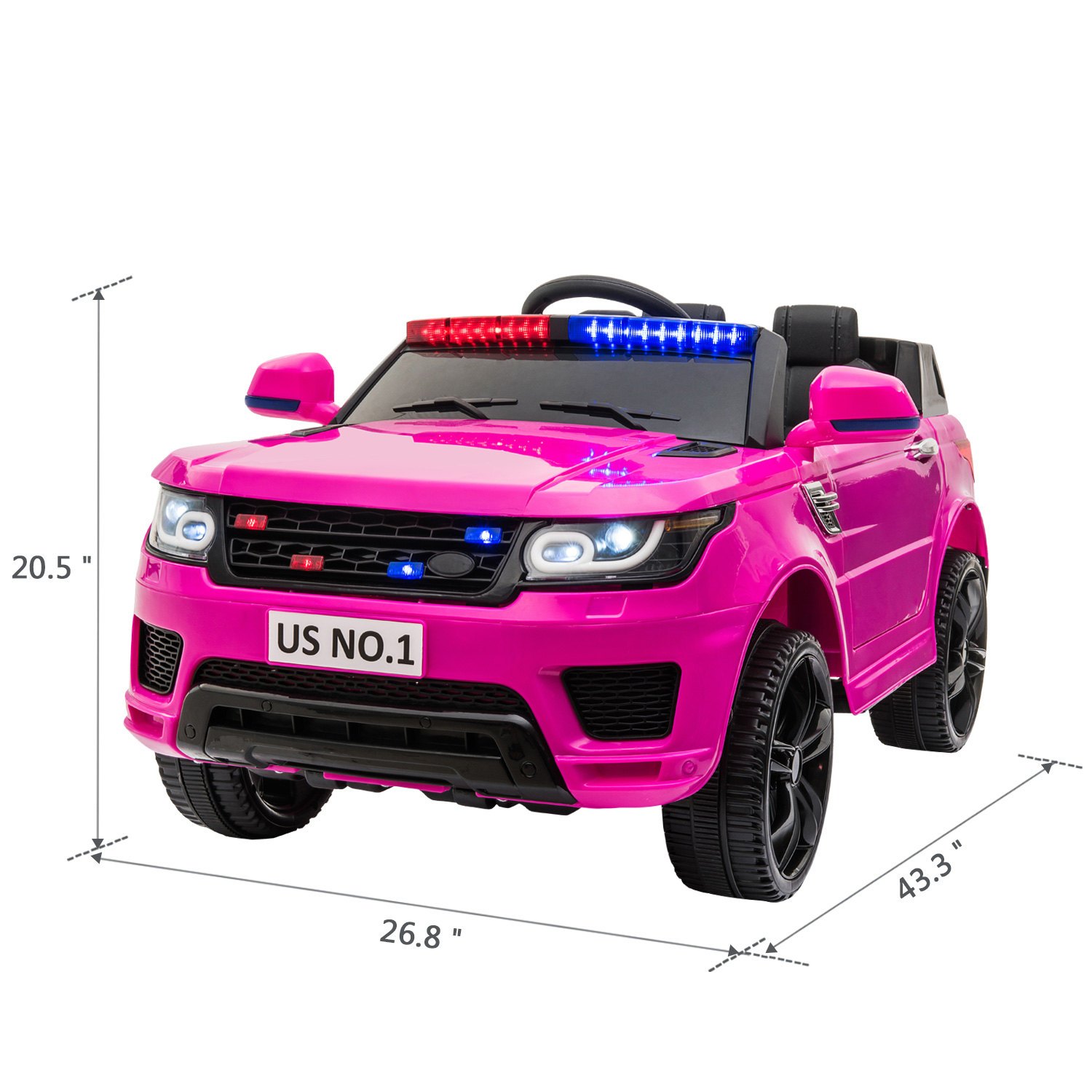 CIPACHO 12V Powered Ride On Police Car for Kid with Remote Control, Electric Truck with Siren, Spring Suspension, Flashing Lights, Music, Pink