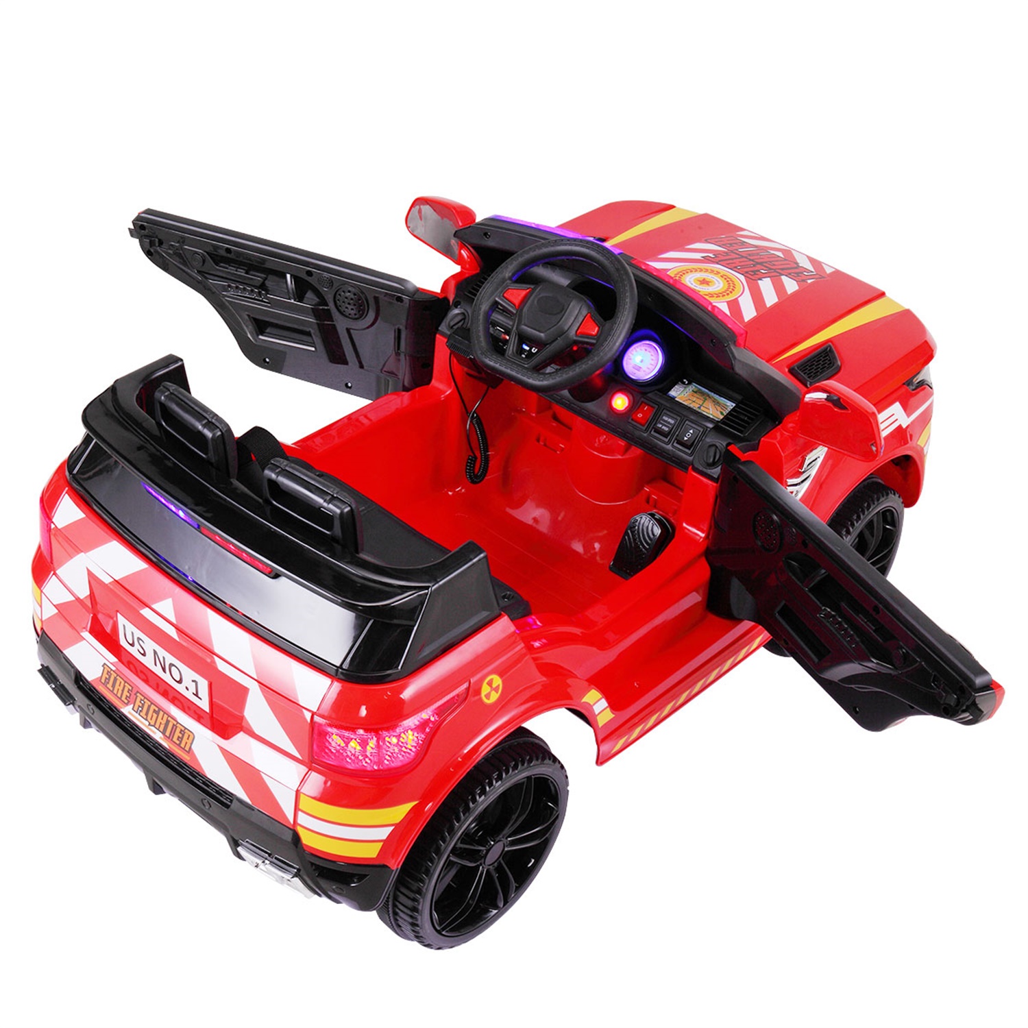 CIPACHO 12V Powered Ride On Police Car for Kid, Battery Powered Electric Truck with Siren, Flashing Lights, Music, Spring Suspension, Remote Control, Red