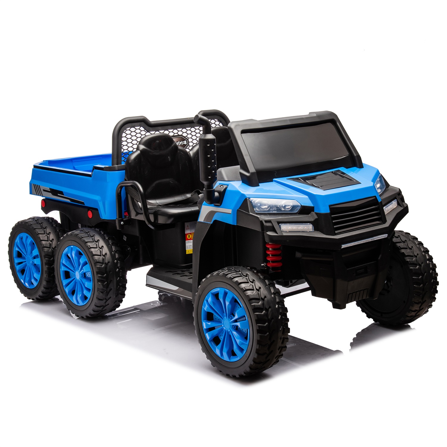 CIPACHO 24V UTV Kids Ride On Truck with Dump Bed, Electric Kids Car 4WD with 6 Wheels 2-Seater, Foam Tires, Suitable for Off-Roading, Remote Control, Blue