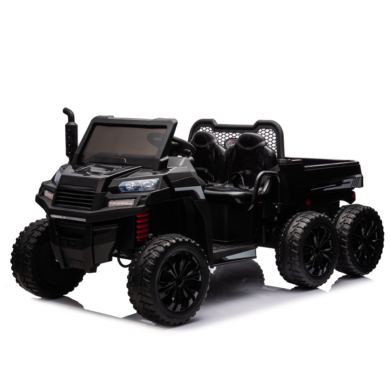 CIPACHO 24V UTV Kids Ride On Truck with Dump Bed, Electric Kids Car 4WD with 6 Wheels 2-Seater, Foam Tires, Suitable for Off-Roading, Remote Control, Black