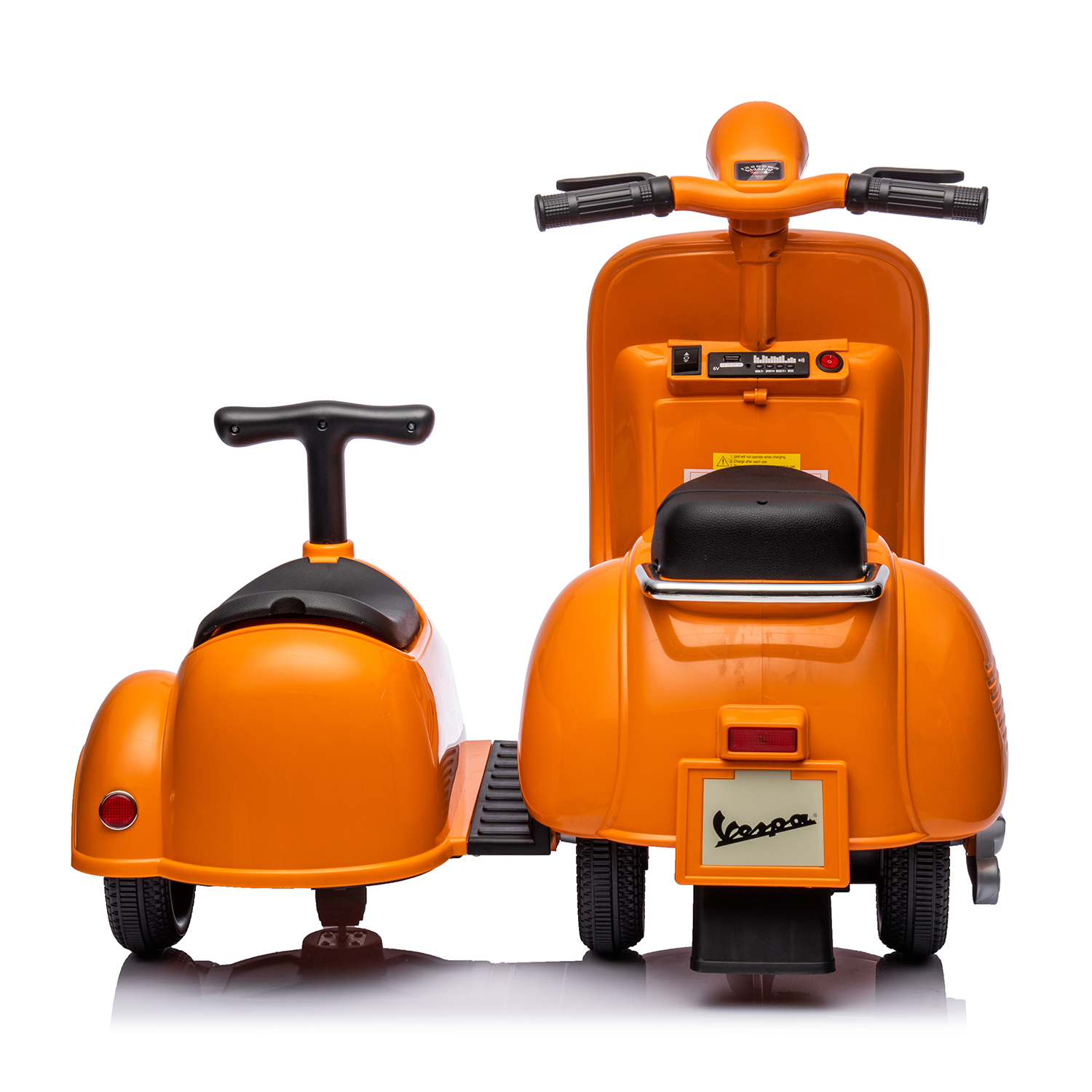 CIPACHO 6V Licensed Vespa Scooter Ride On Motorcycle for Kids, 3-Wheel Electric Kids Car for 3-8, Orange