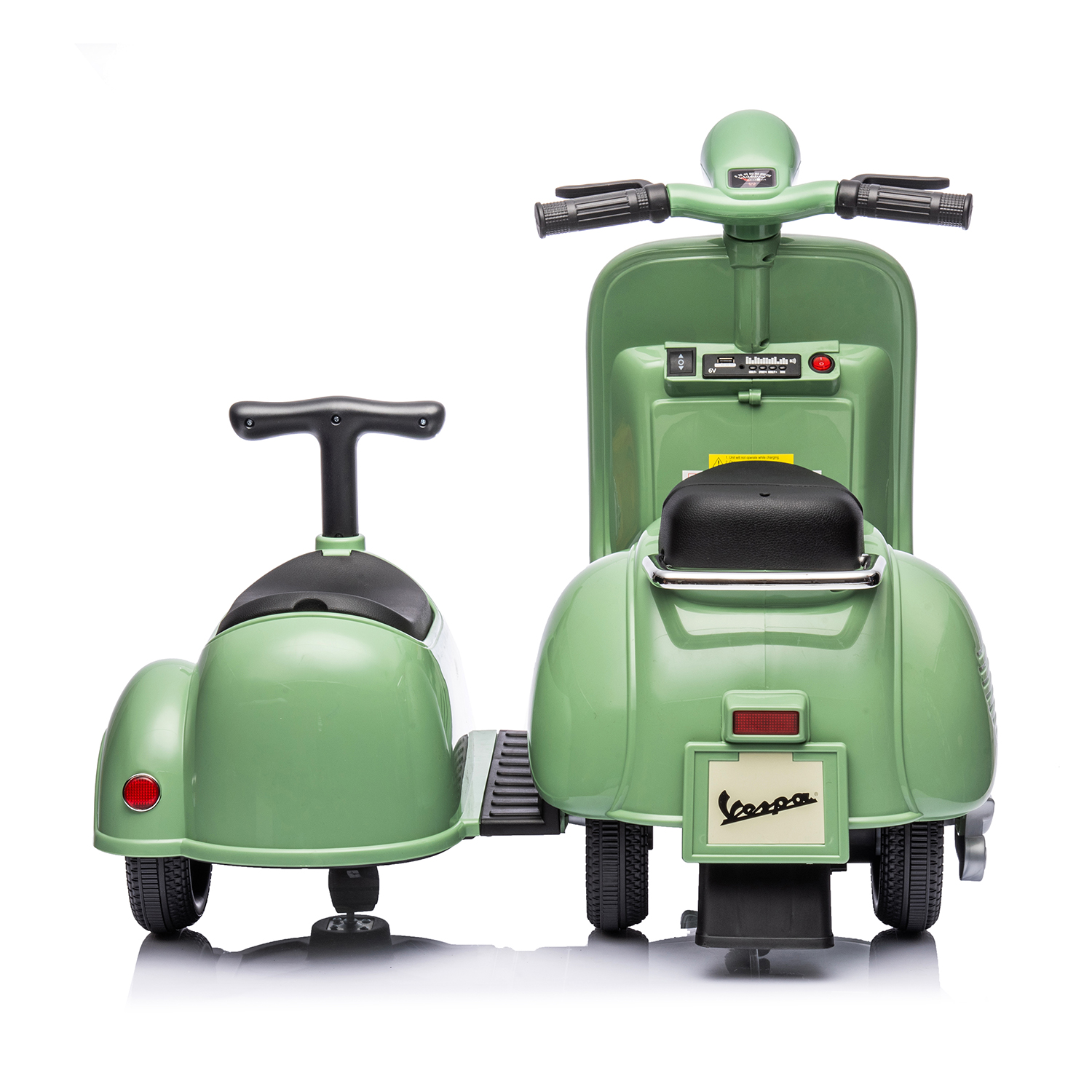 CIPACHO 6V Licensed Vespa Scooter Ride On Motorcycle for Kids, 3-Wheel Electric Kids Car for 3-8, Green