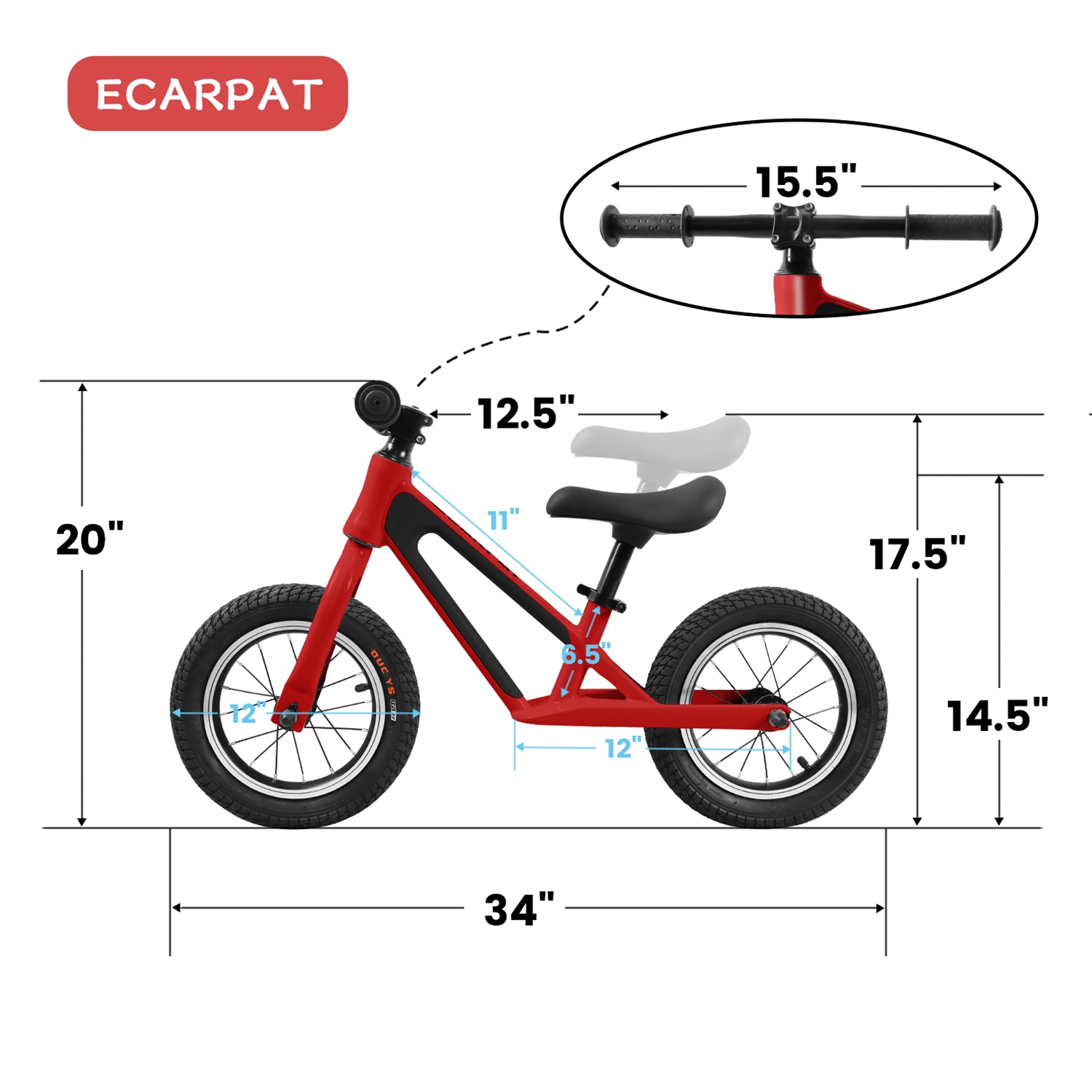 CIPACHO Balance Bike for Kids 1-5 Years, Magnesium Alloy Frame Toddler Bike with 12" Rubber Foam Tires, Adjustable Seat, Red