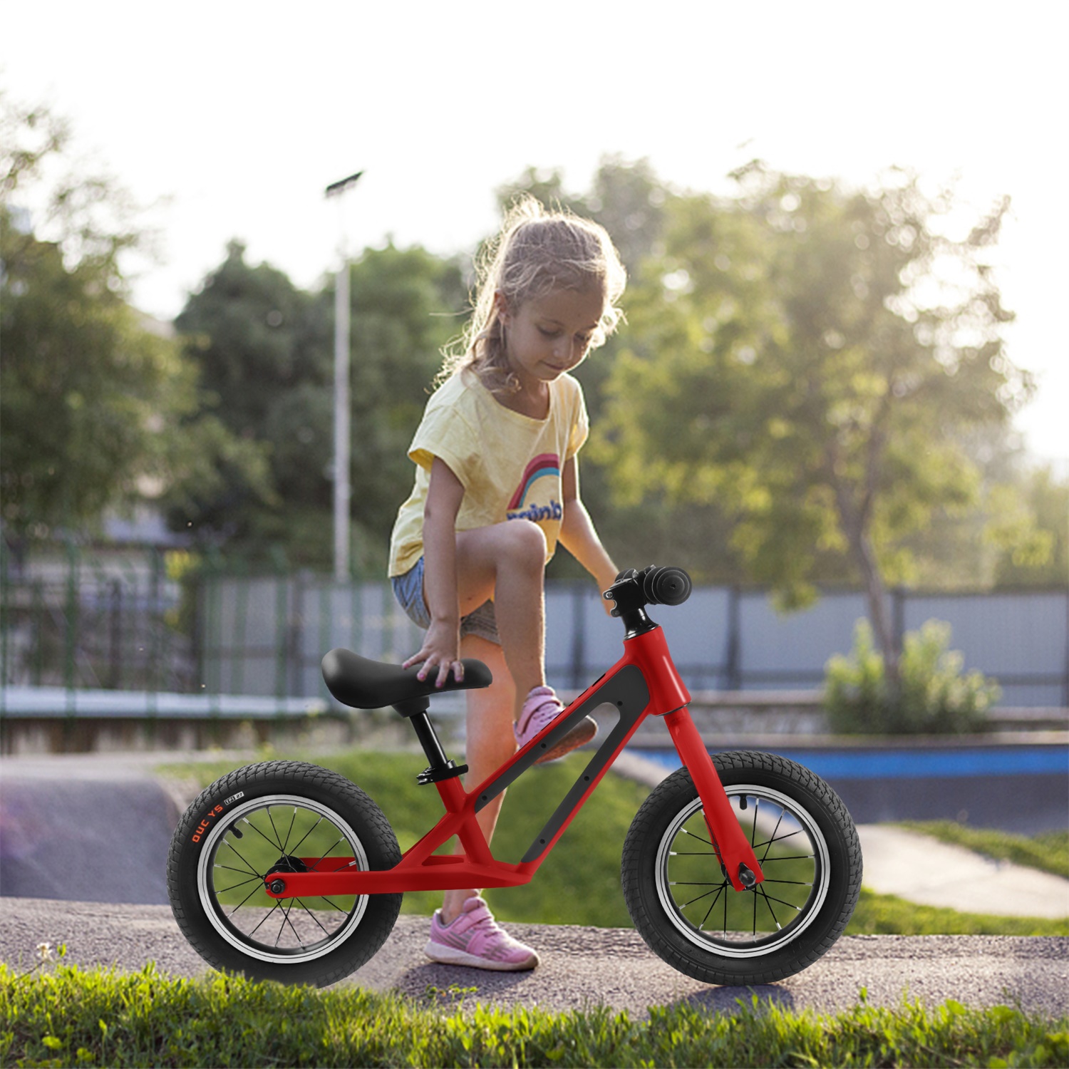 CIPACHO Balance Bike for Kids 1-5 Years, Magnesium Alloy Frame Toddler Bike with 12" Rubber Foam Tires, Adjustable Seat, Red