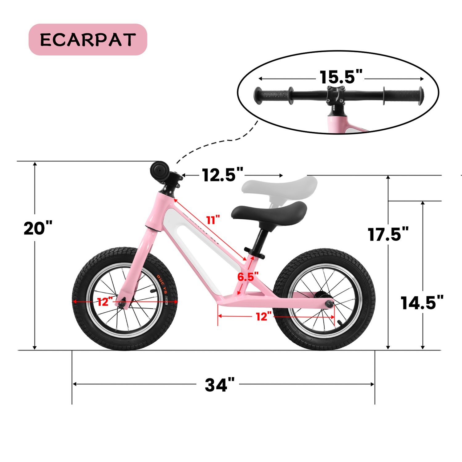 CIPACHO Balance Bike for Kids 1-5 Years, Magnesium Alloy Frame Toddler Bike with 12" Rubber Foam Tires, Adjustable Seat, Pink