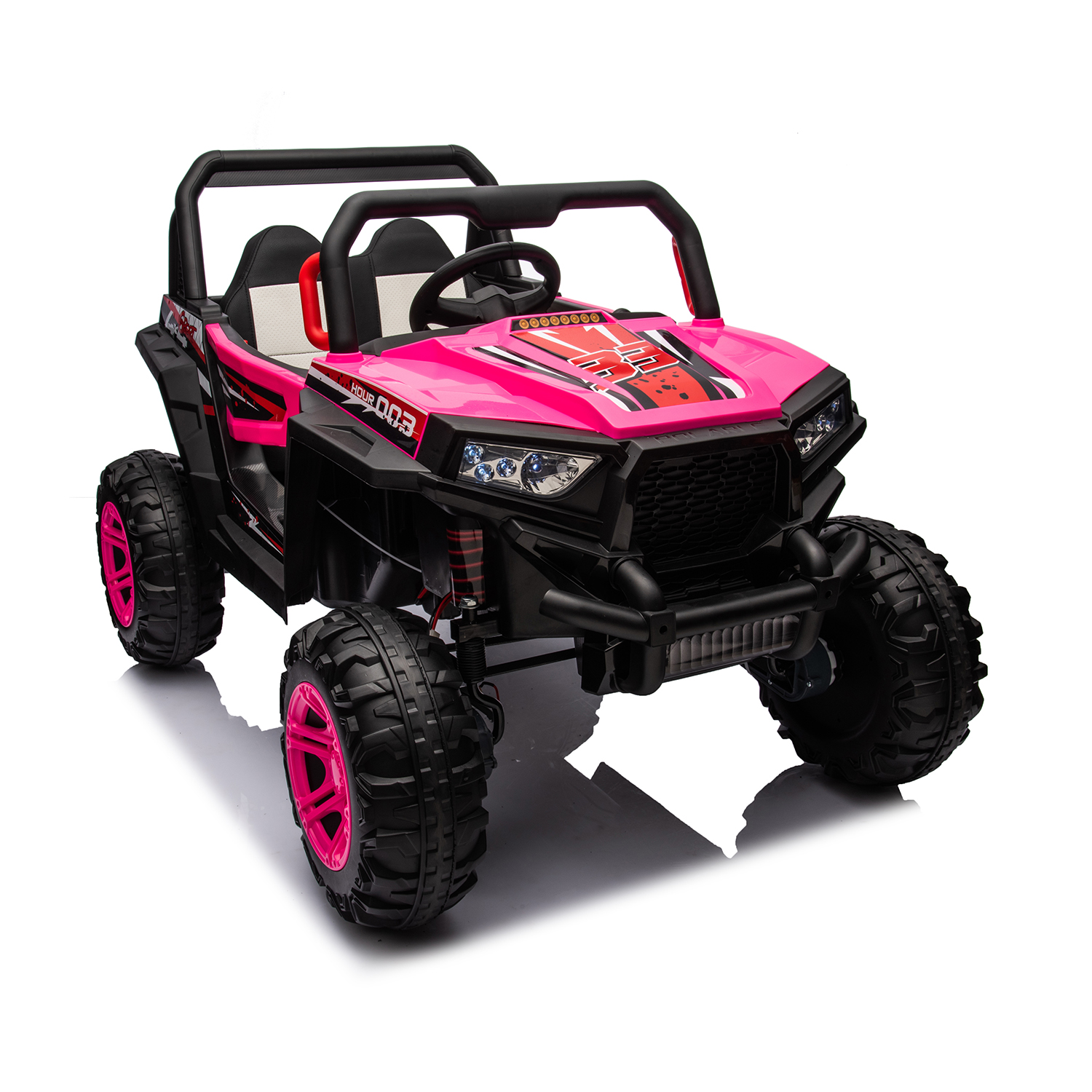 CIPACHO 12V Powered Ride Ons for Kids, Drive Electric Buggy Car with 2.4G R/C, Seat Belt Four Wheel Absorber, Pink