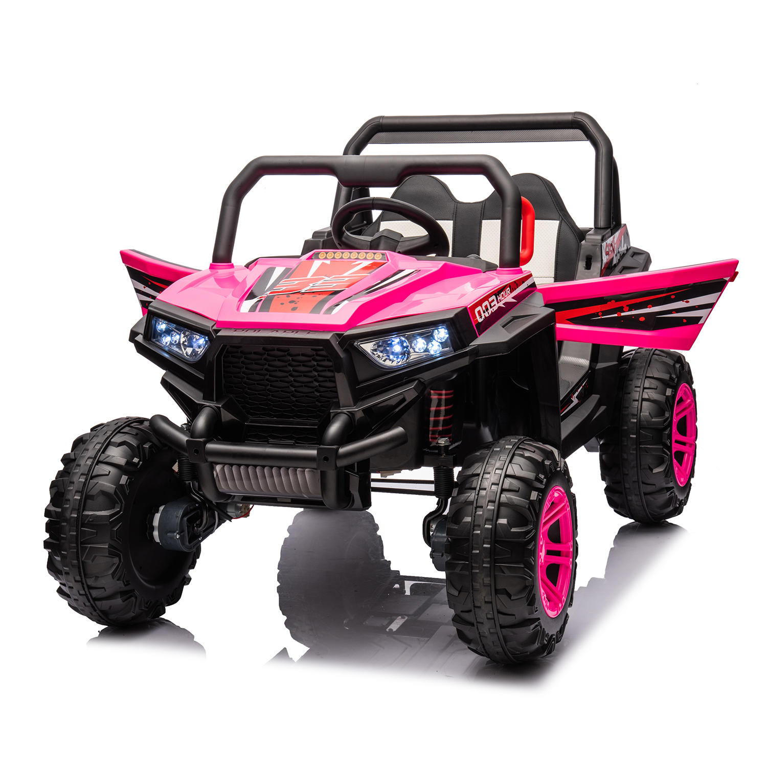 CIPACHO 12V Powered Ride Ons for Kids, Drive Electric Buggy Car with 2.4G R/C, Seat Belt Four Wheel Absorber, Pink