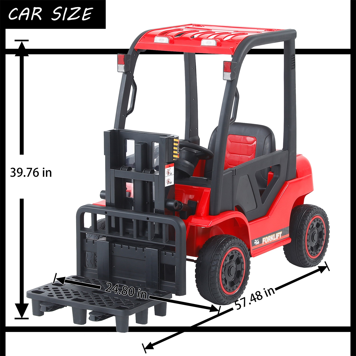 CIPACHO 12V Electric Ride-On Car, Lifting Rod Electricforklift Toy with 3 speeds, Parent Remote Control, Red