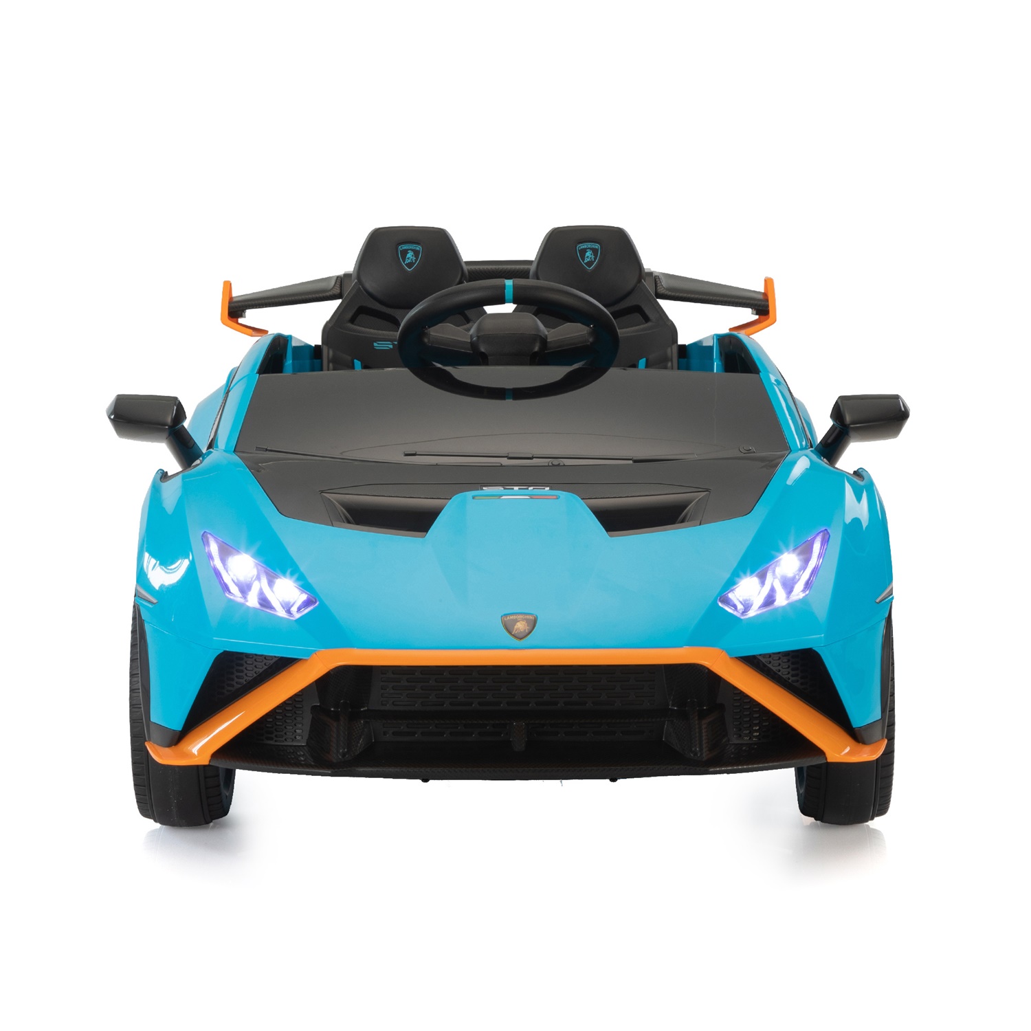 CIPACHO Kids Electric Ride On 12V Licensed Lamborghini Sto Sports Car Toy with 2 Speeds, Parent Control, Sound System, LED Headlights, Hydraulic Doors, Blue