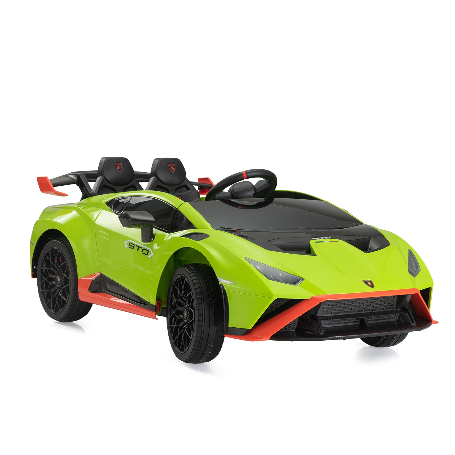 CIPACHO Kids Electric Ride On 12V Licensed Lamborghini Sto Sports Car Toy with 2 Speeds, Parent Control, Sound System, LED Headlights, Hydraulic Doors, Green