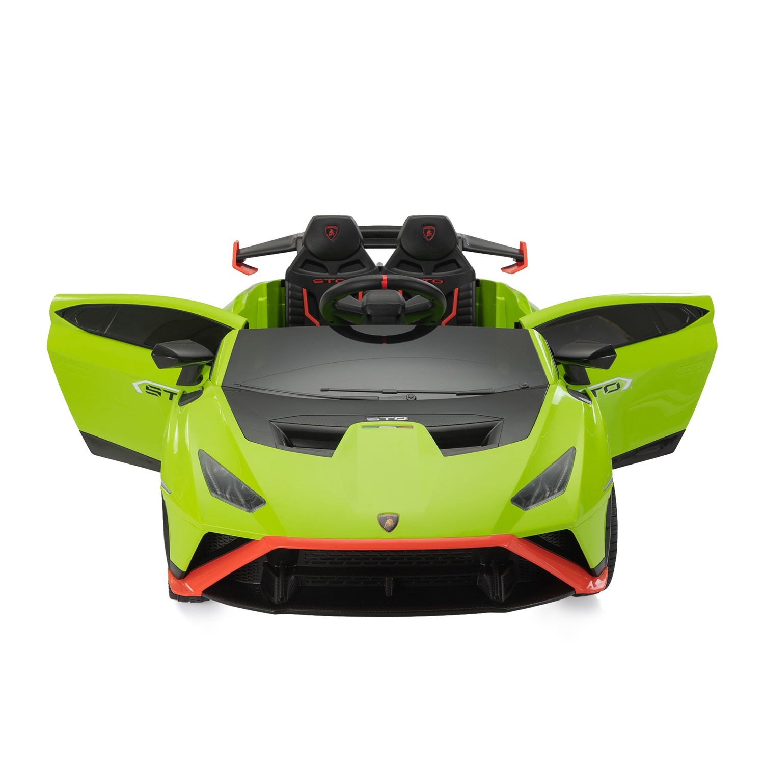 CIPACHO Kids Electric Ride On 12V Licensed Lamborghini Sto Sports Car Toy with 2 Speeds, Parent Control, Sound System, LED Headlights, Hydraulic Doors, Green