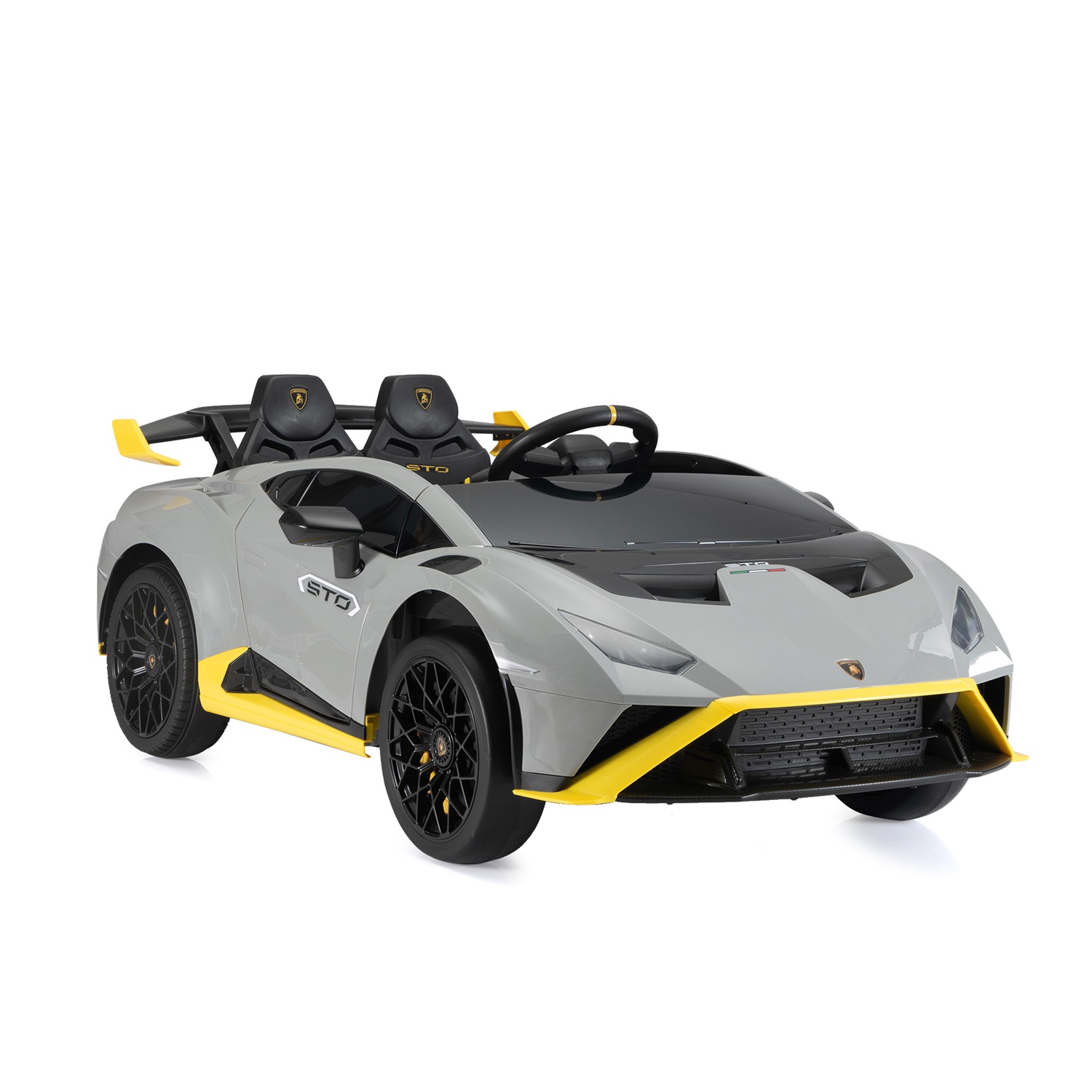 CIPACHO 12V Ride On Car for Kids Licensed Lamborghini Electric Vehicles with Control, 2 Speeds, Sound System, LED Headlights and Hydraulic Doors, Gray