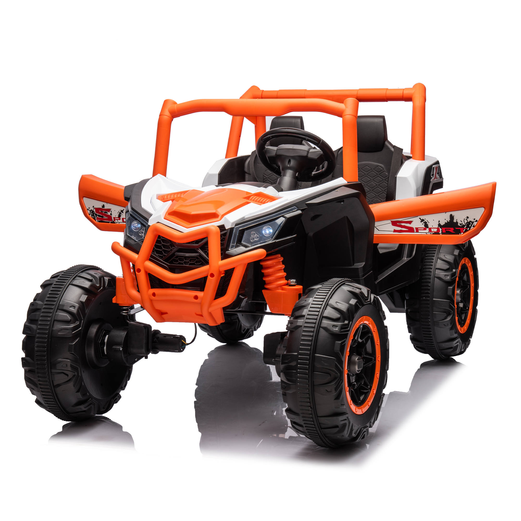 CIPACHO 24V Ride On UTV Car for Kid, 2seater Battery Powered Electric Off-Road Truck Car with Parent Remote Control, High Low Speed for Girls Boys, Orange