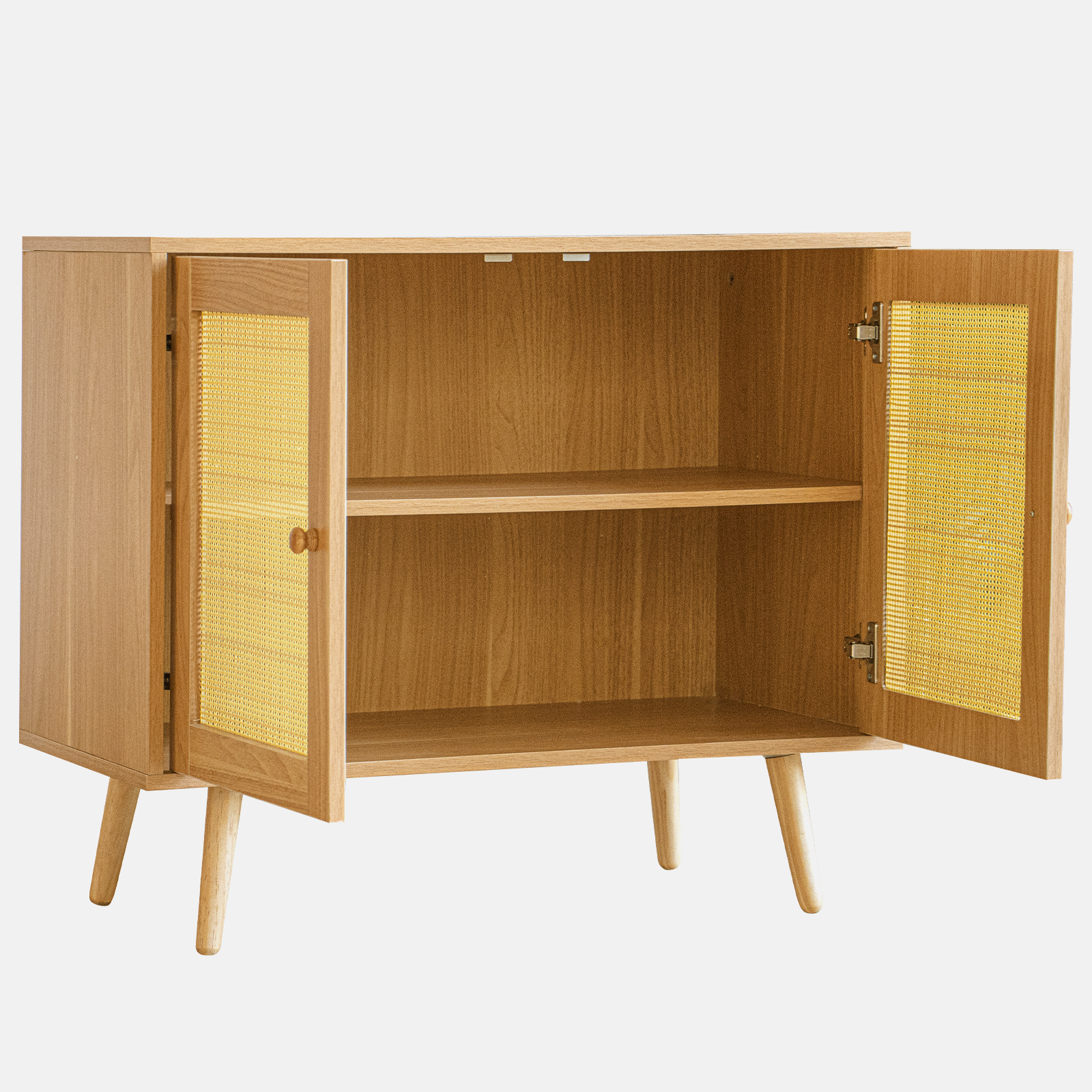 Spaco 31.5' Storage Cabinet with 2 Rattan Doors Bedroom Furniture, Natural