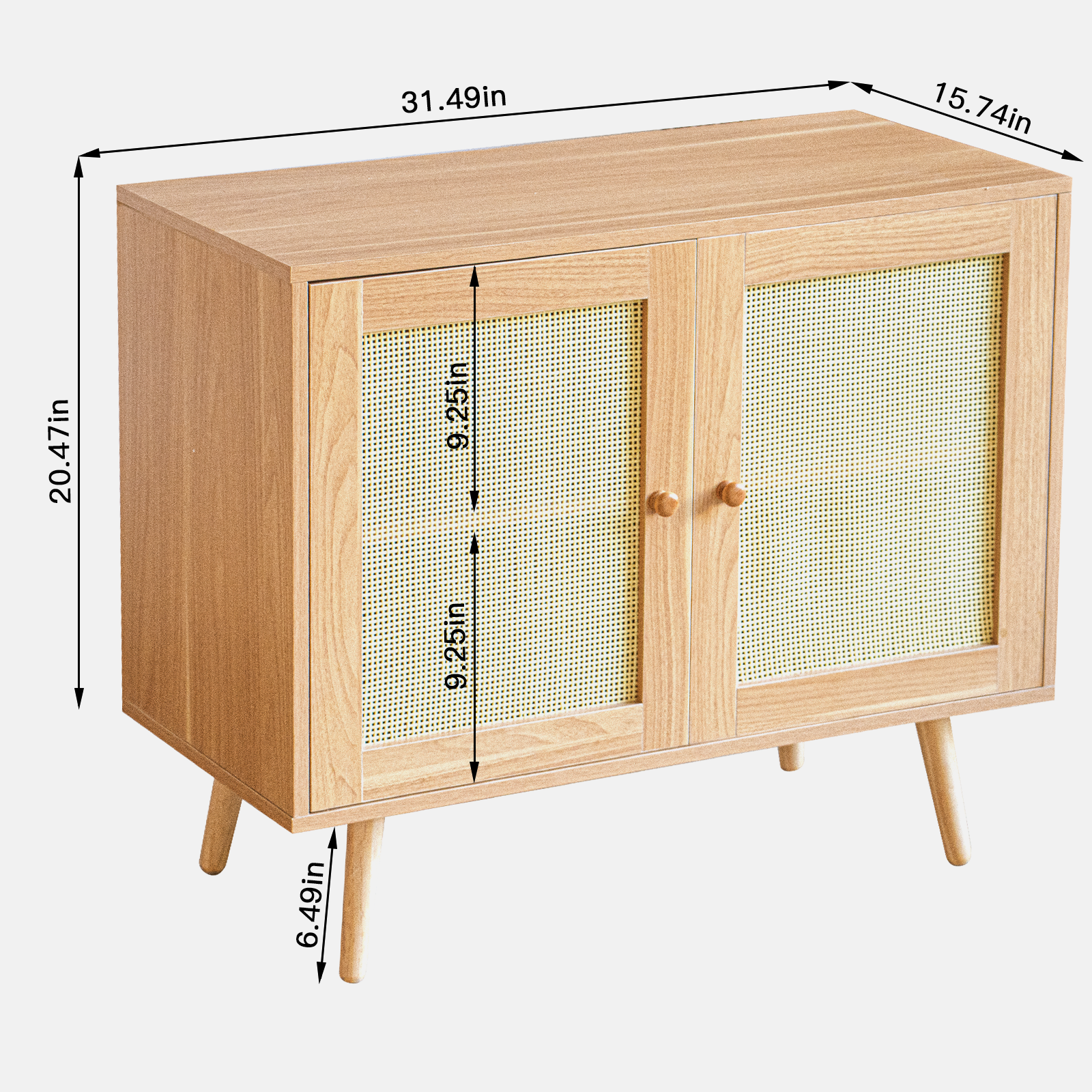 Spaco 31.5' Storage Cabinet with 2 Rattan Doors Bedroom Furniture, Natural