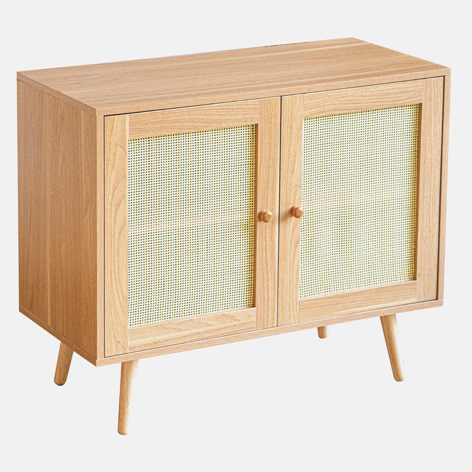 Spaco 31.5' Storage Cabinet with 2 Rattan Doors Bedroom Furniture, Natural