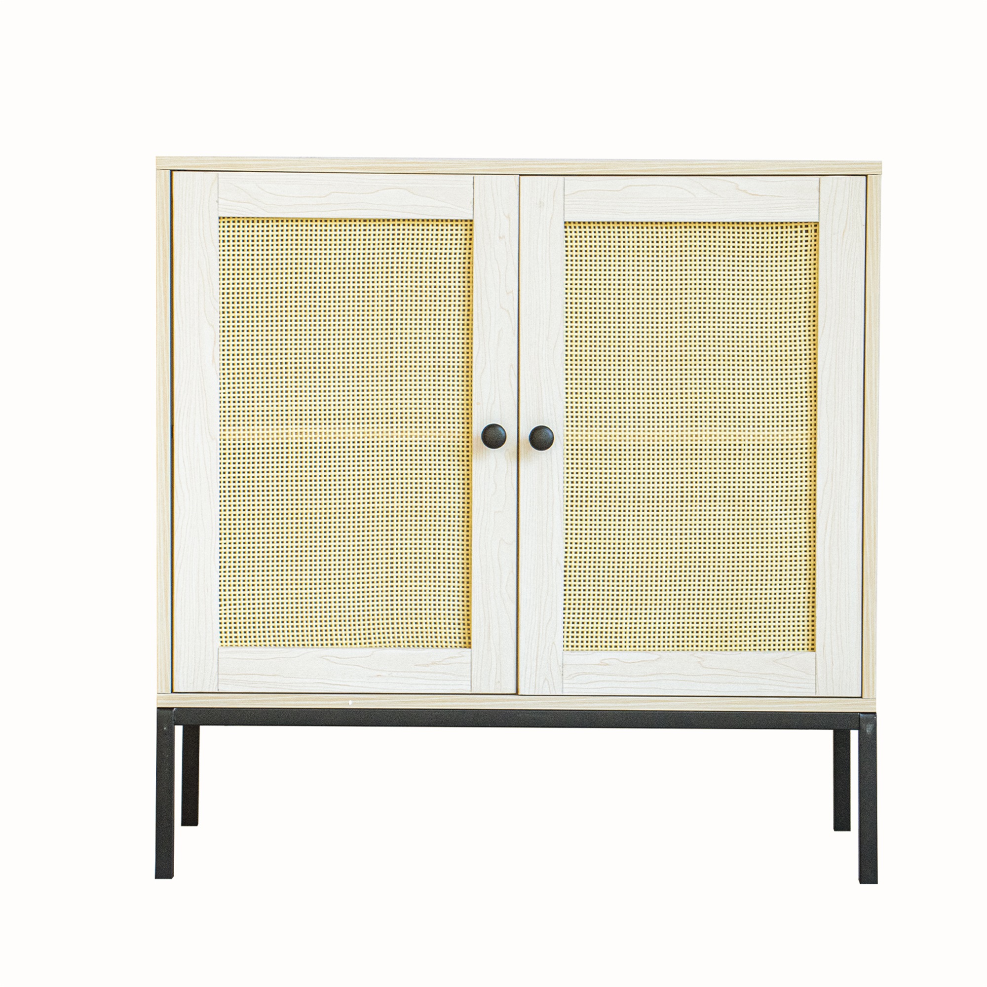 Spaco 31.5' Storage Cabinet with 2 Rattan Doors Bedroom Furniture, Natural