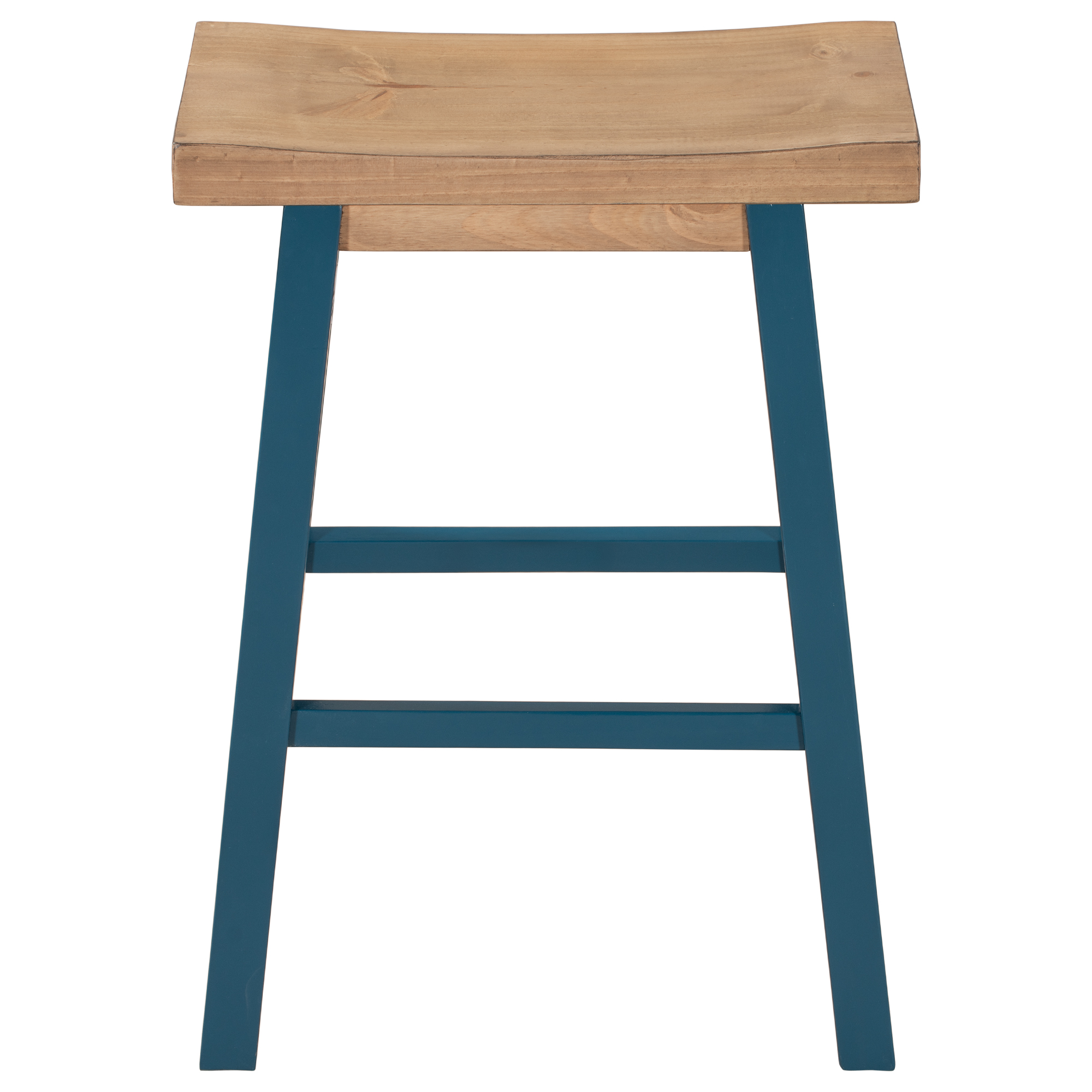 Yardi Yard Modern Wood Counter Height Bar Stools Set of 2, Kitchen Dining Accent Stool with Footrest, Light Walnut&Blue