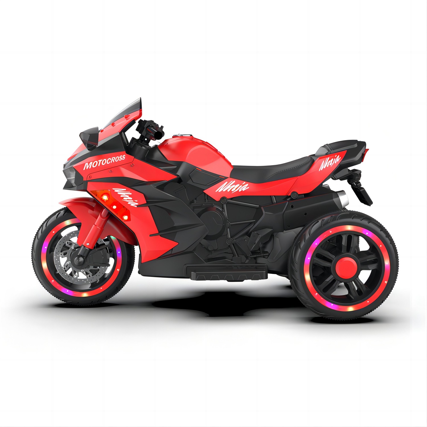 CIPACHO 12V Powered Ride Ons Electric 3Wheel Motorbike Kids Rechargeable Toy Car with Upgrade the Luminous Wheel, Red