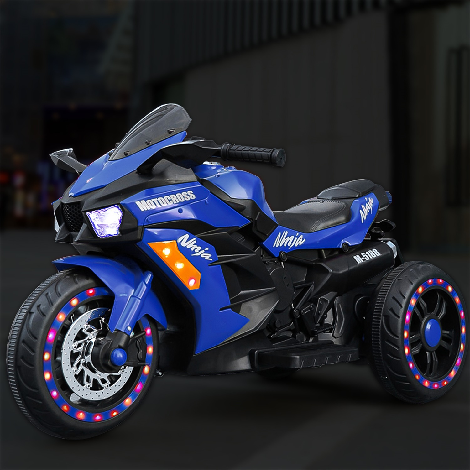 CIPACHO 12V Powered Ride Ons Electric 3Wheel Motorbike Kids Rechargeable Toy Car with Upgrade the Luminous Wheel, Blue