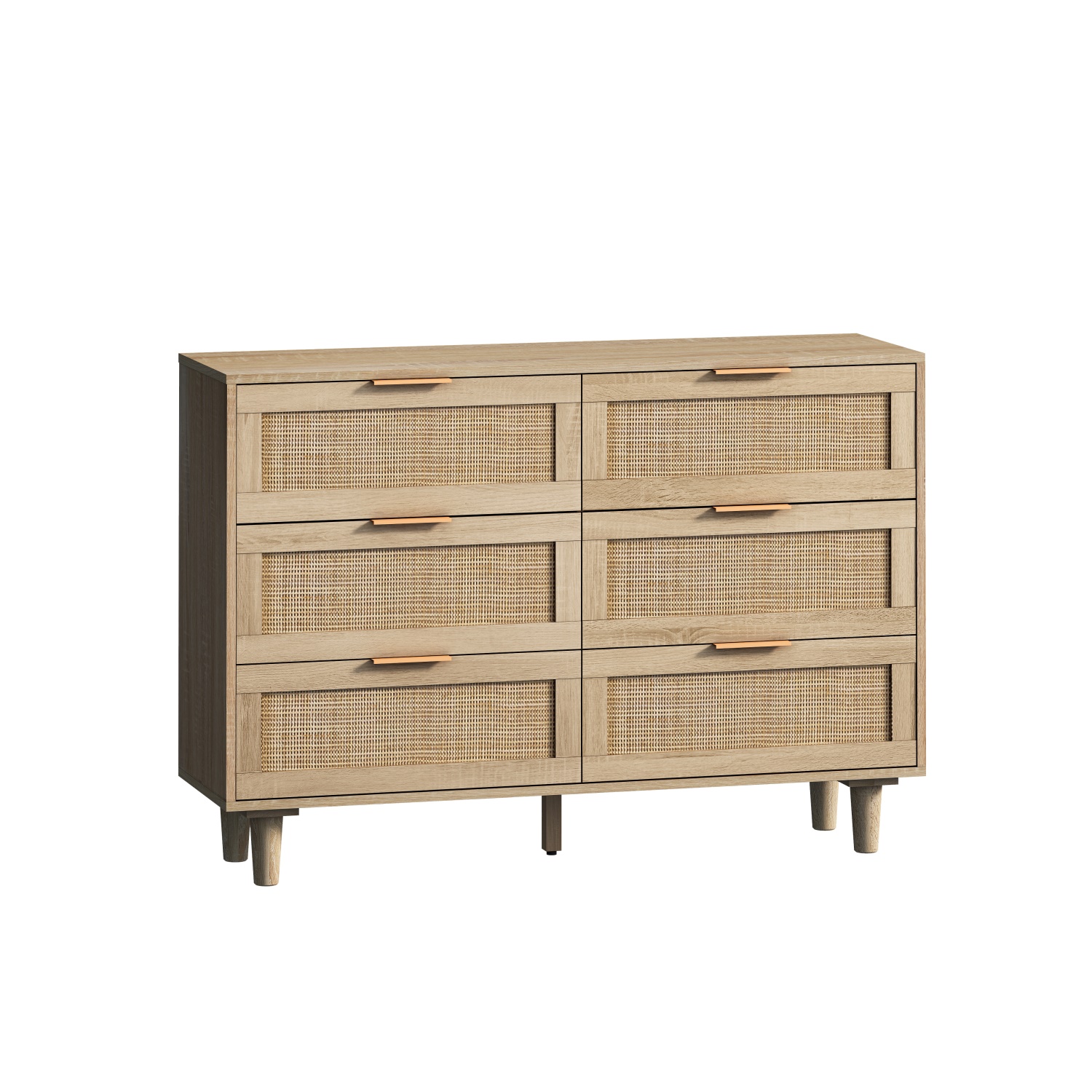 Kadyn 43.31"H 6-Drawers Rattan Storage Cabinet, Chest of Drawers for Bedroom, Natural Nursery Dresser