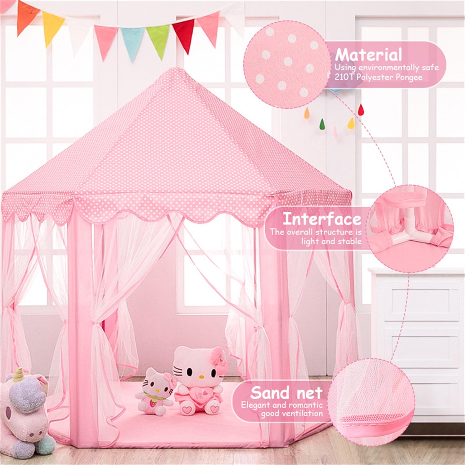 Kepooman Princess Castle Playhouse Tent for Girls with Warm Color LED Lights and Carry Bag, Toddler Kids Play Tent for Imaginative Games, Pink Kepooman Princess Castle Playhouse Tent for Girls with Warm Color LED Lights and Carry Bag, Toddler Kids Play Tent for Imaginative Games, Pink