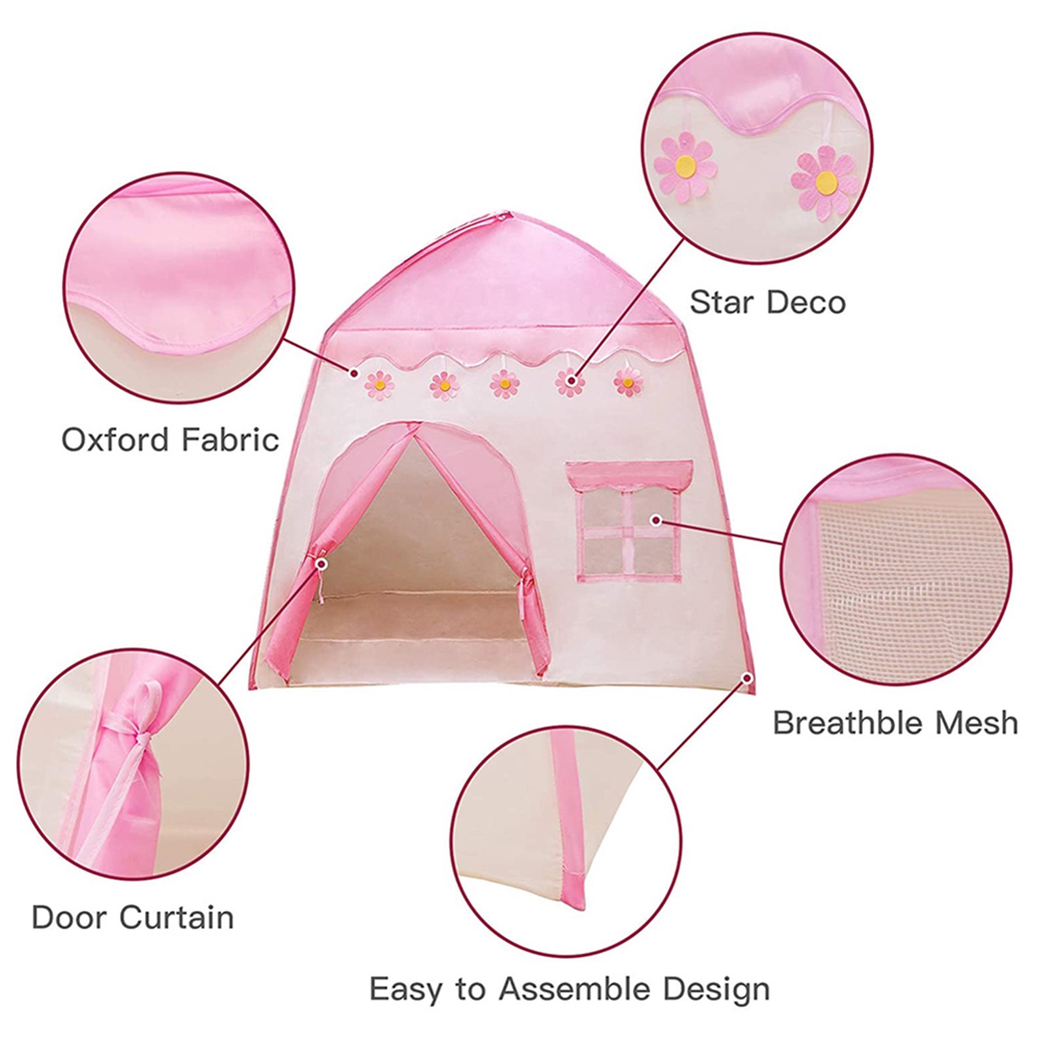 YYAo 51" Kids Play Tents for Girls Large Fairy Playhouse, Pink