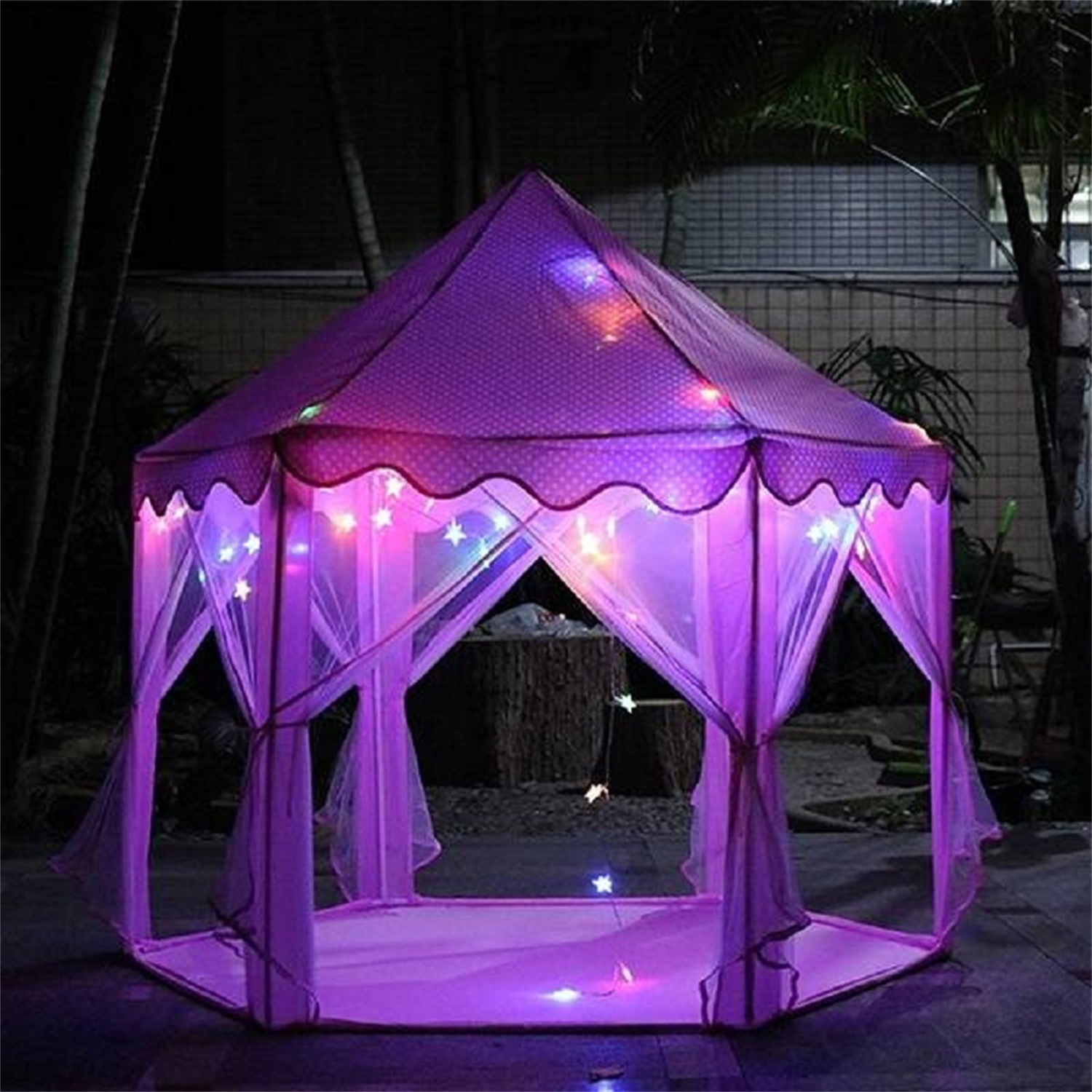 Kadyn Pink Play Tent for Kids, Kids Play Tent with Color LED Lights and Carry Bag, Toddler Tent