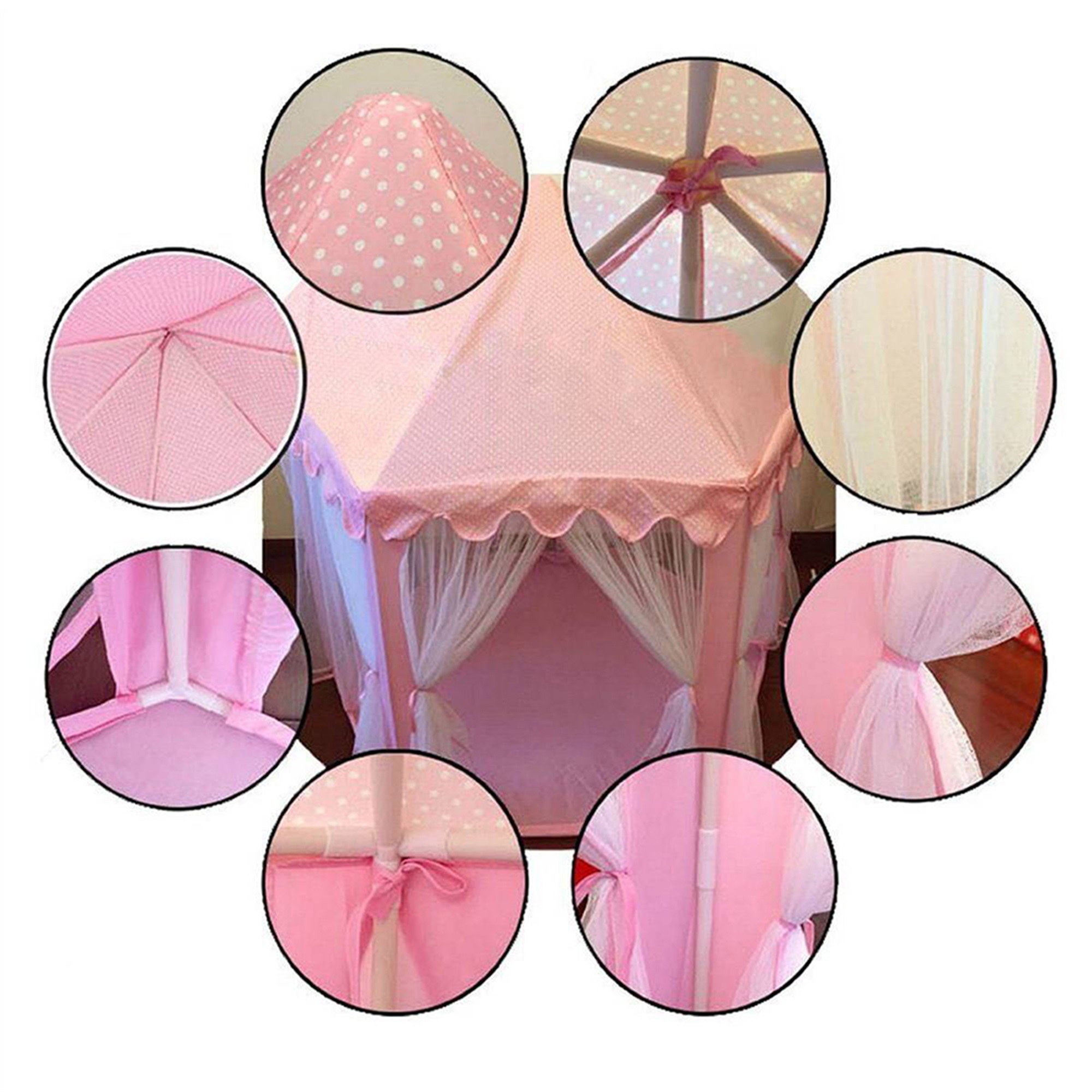 Spaco Princess Castle Play House for Child Indoor Kids Play Tent warm Lighting Set, Birthday Gift Pink