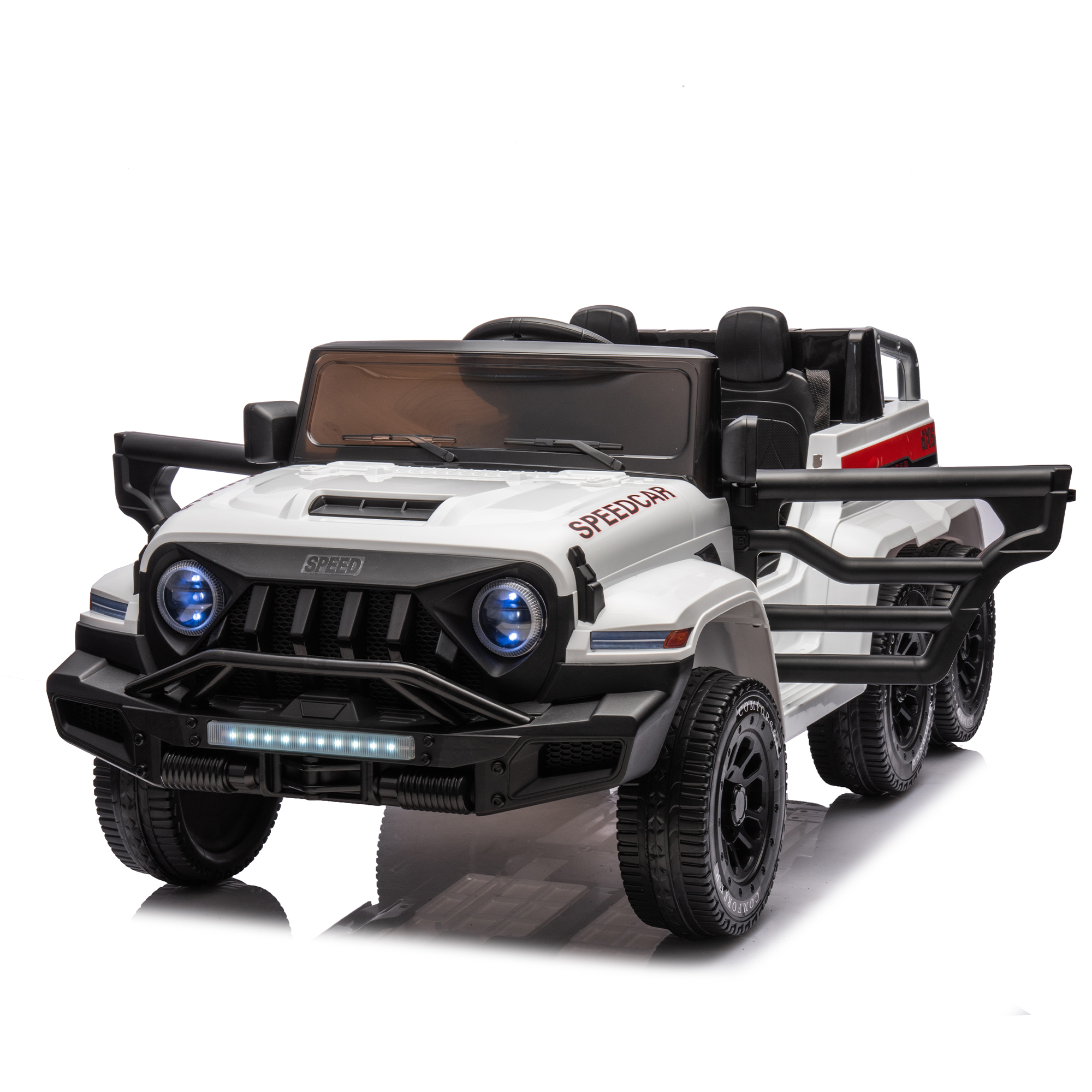 Kepooman 24V Ride On Car for Kids Battery Powered Ride On 4WD Toys with Remote Control, Parents Can Assist in Driving,Music and Lights, White Kids Electric Ride On