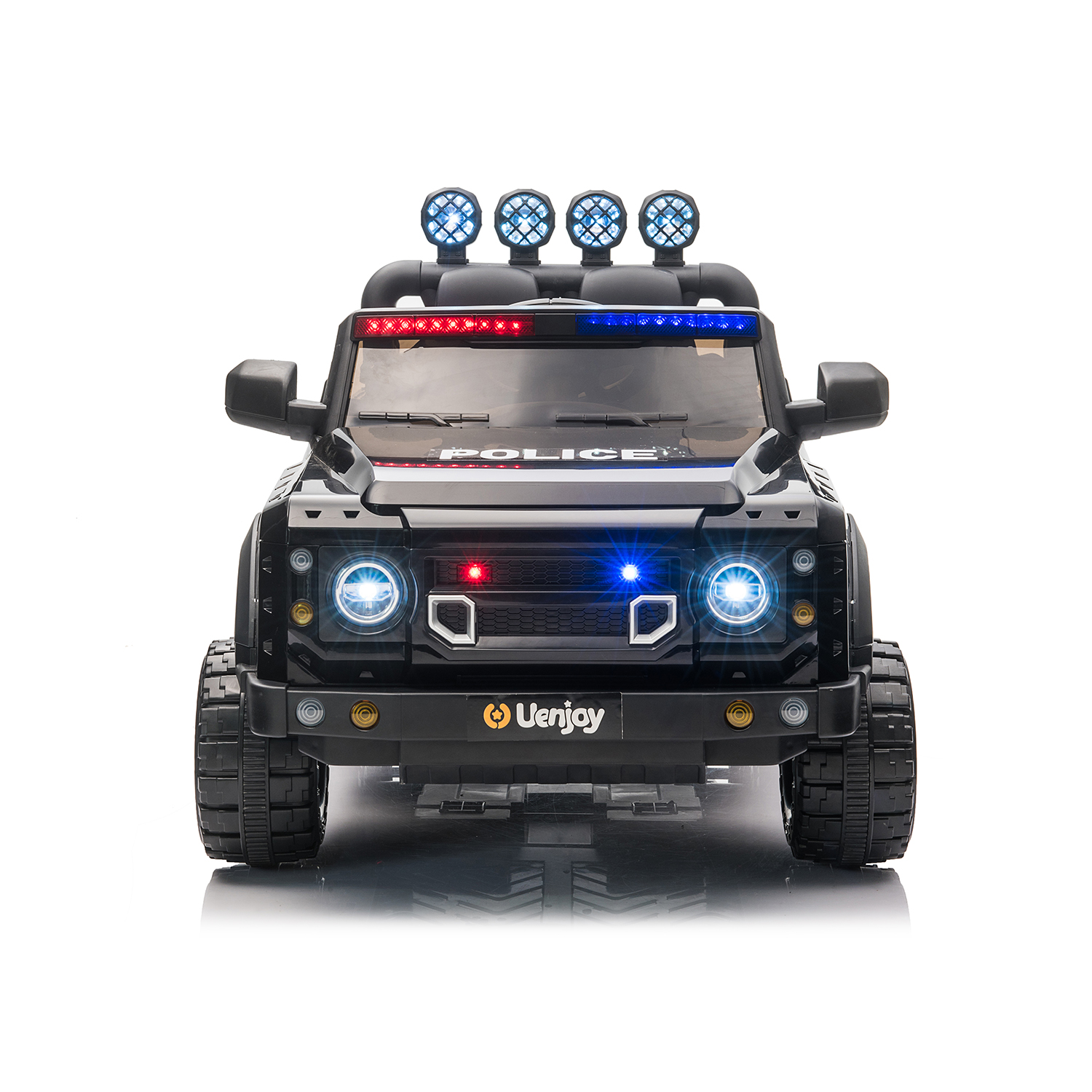 CIPACHO 24V Kids Ride On Police Car Toy with 2.4G Remote Control, Electric Car for Kids with Music and Light, Trunk, Black