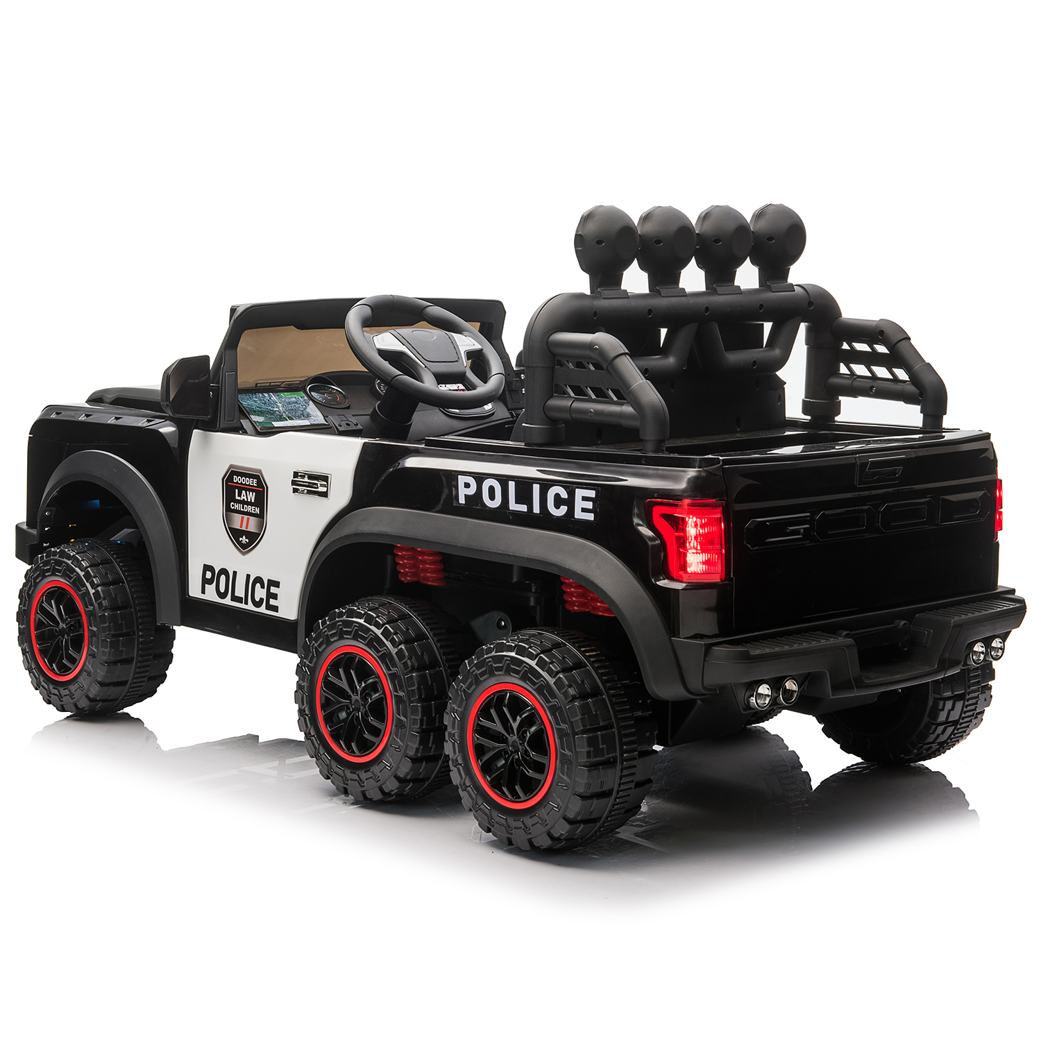 CIPACHO Police Car Powered Ride On Toys Cop Car with Remote Control, 24V Kids Battery Electric Car, Flashing Lights, Music, Blueooth, Black