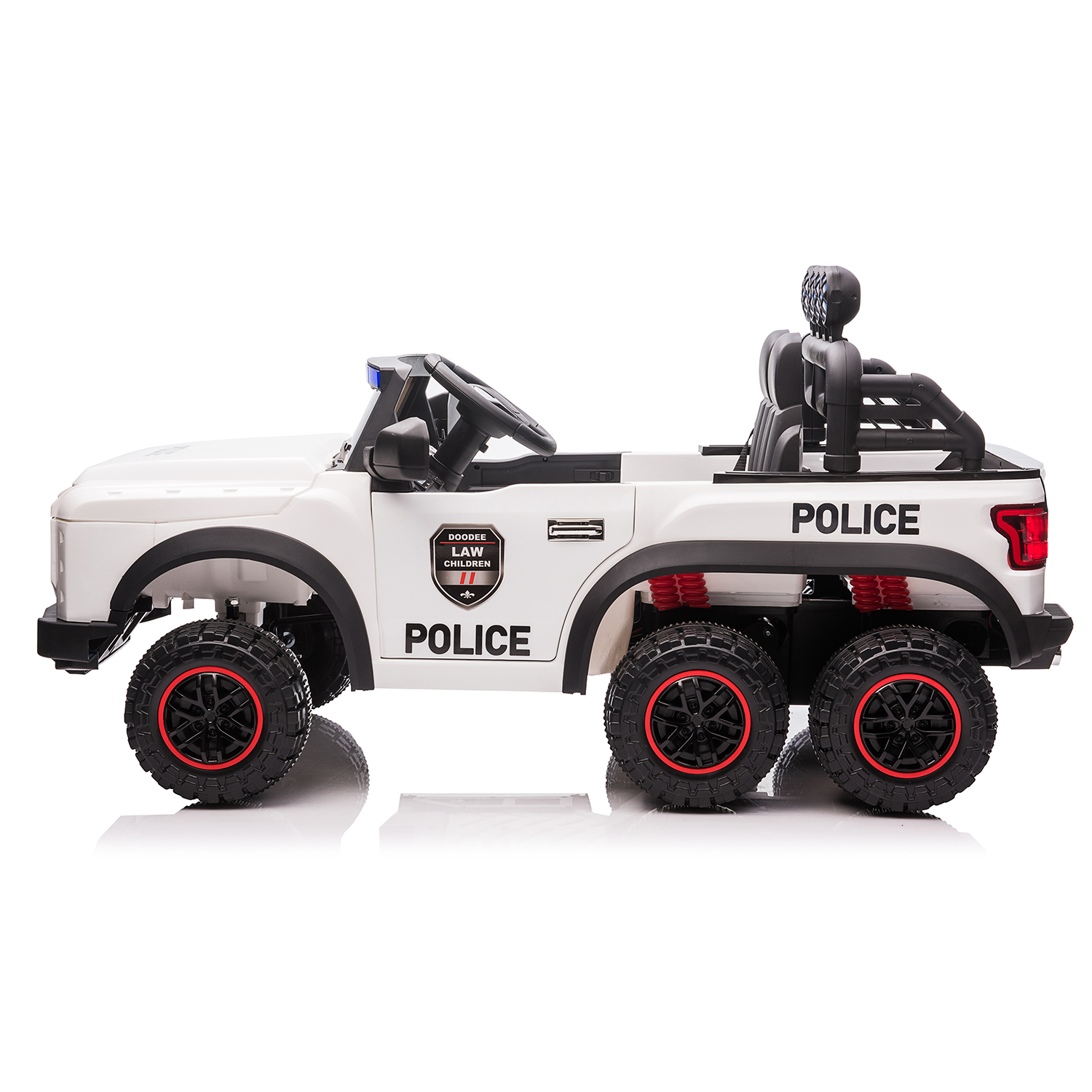 CIPACHO 24V Kids Ride On Police Car Toy with 2.4G Remote Control, Electric Car for Kids with Music and Light, Trunk, White