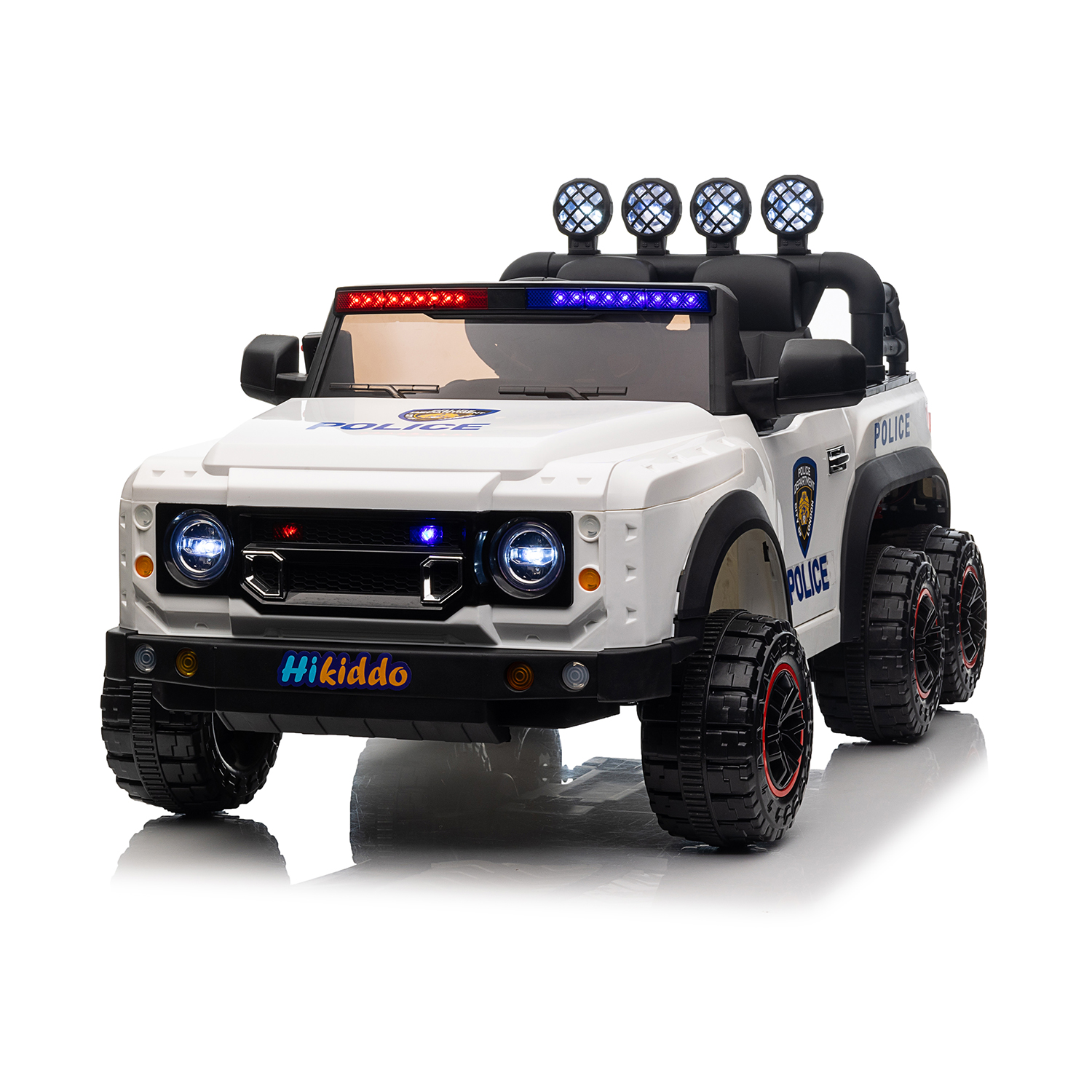 CIPACHO 24V Kids Ride On Police Car Toy with 2.4G Remote Control, Electric Car for Kids with Music and Light, Trunk, White