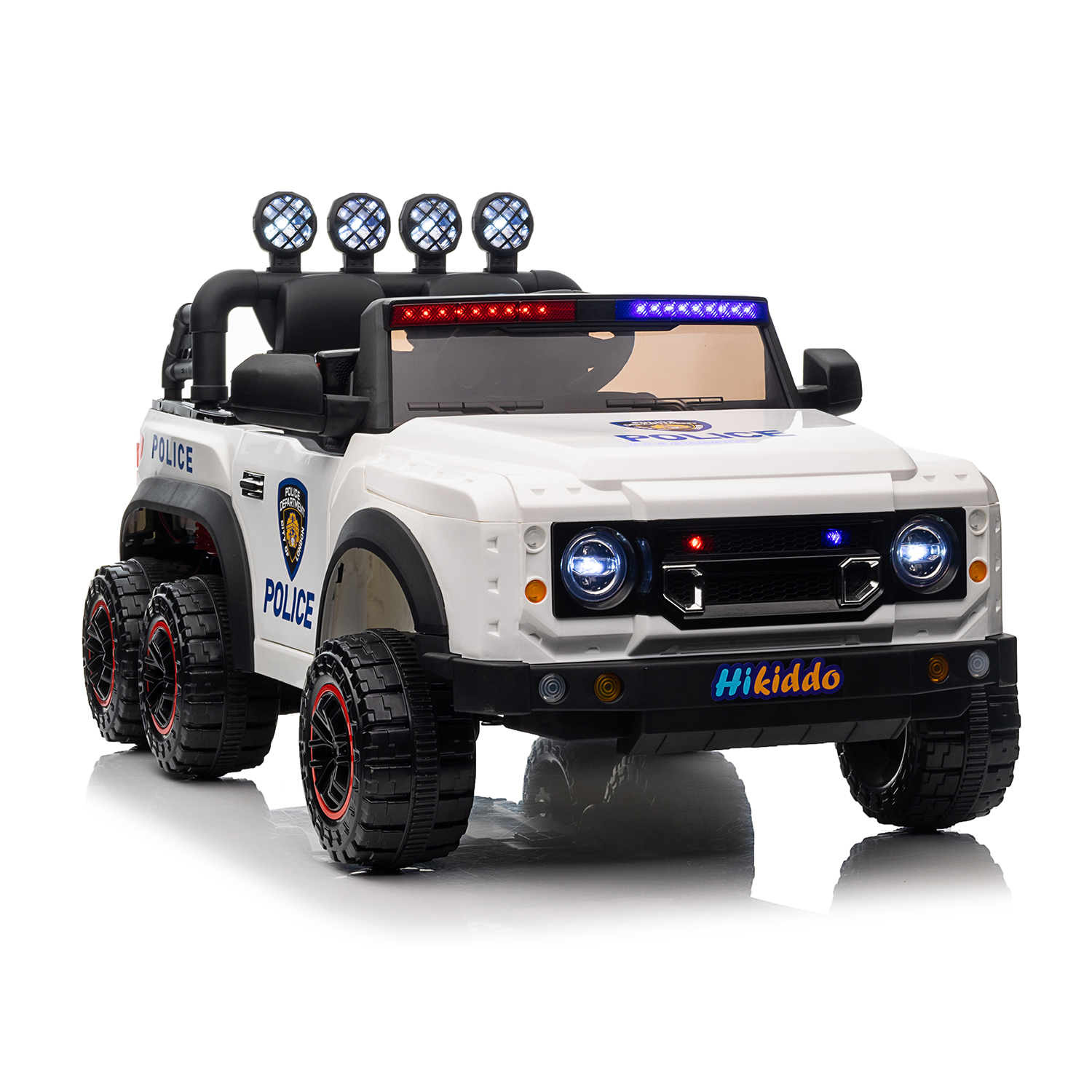 CIPACHO 24V Kids Ride On Police Car Toy with 2.4G Remote Control, Electric Car for Kids with Music and Light, Trunk, White