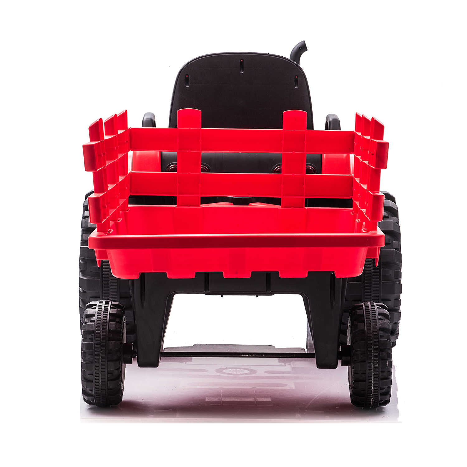 CIPACHO 24V Tractor Double Drive Kids Ride On Car with Trailer, Tractor Sound (No Music), USB, MP3, Power Display, Volume, Red